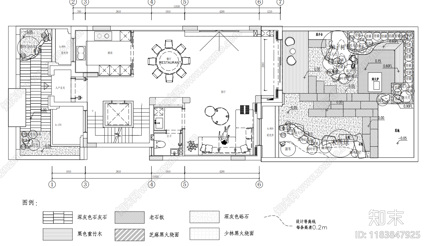 新中式日式庭院施工图下载【ID:1183847925】