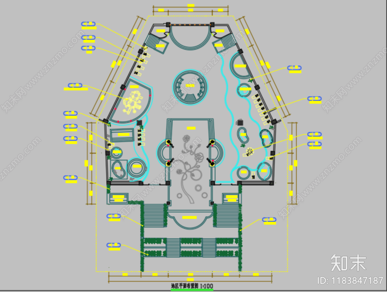 新中式中式酒店cad施工图下载【ID:1183847187】