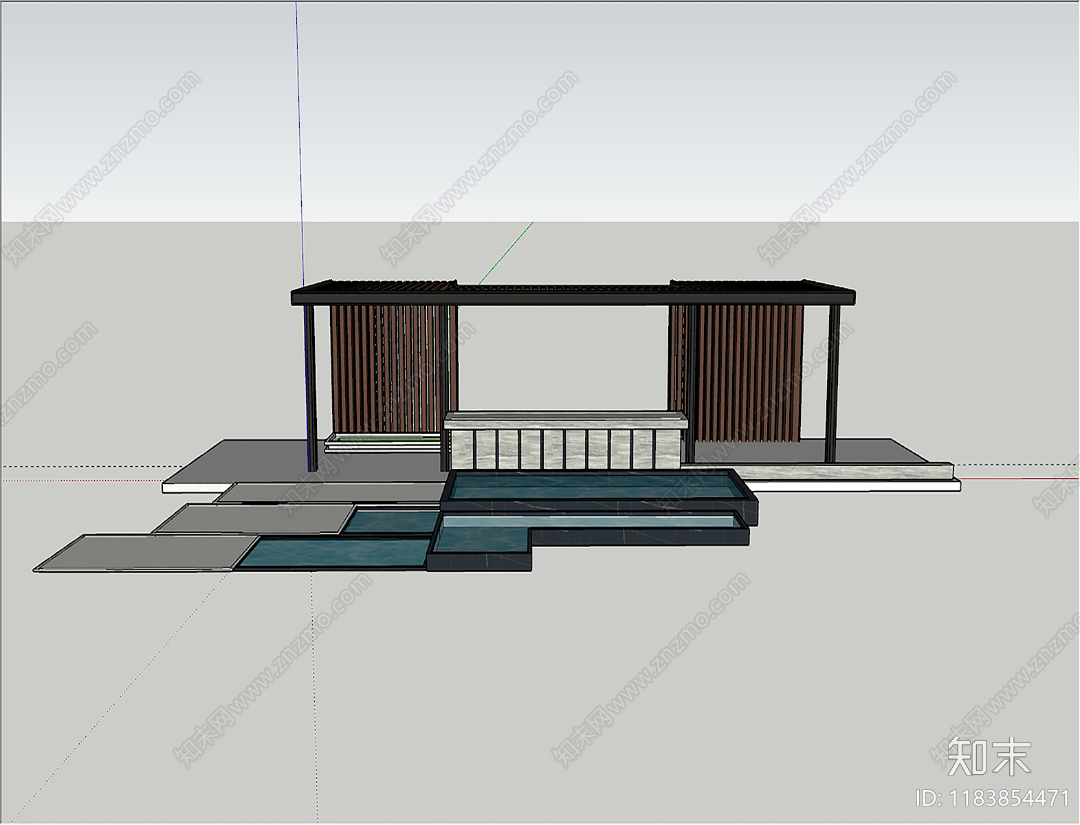 现代别墅庭院SU模型下载【ID:1183854471】