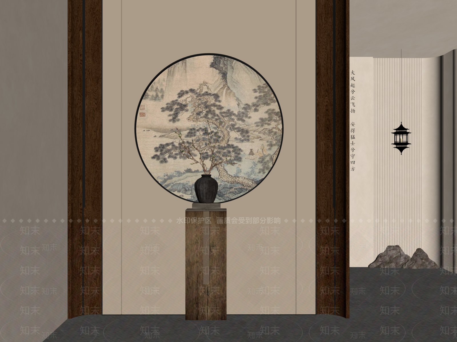 新中式隔断SU模型下载【ID:1183855019】
