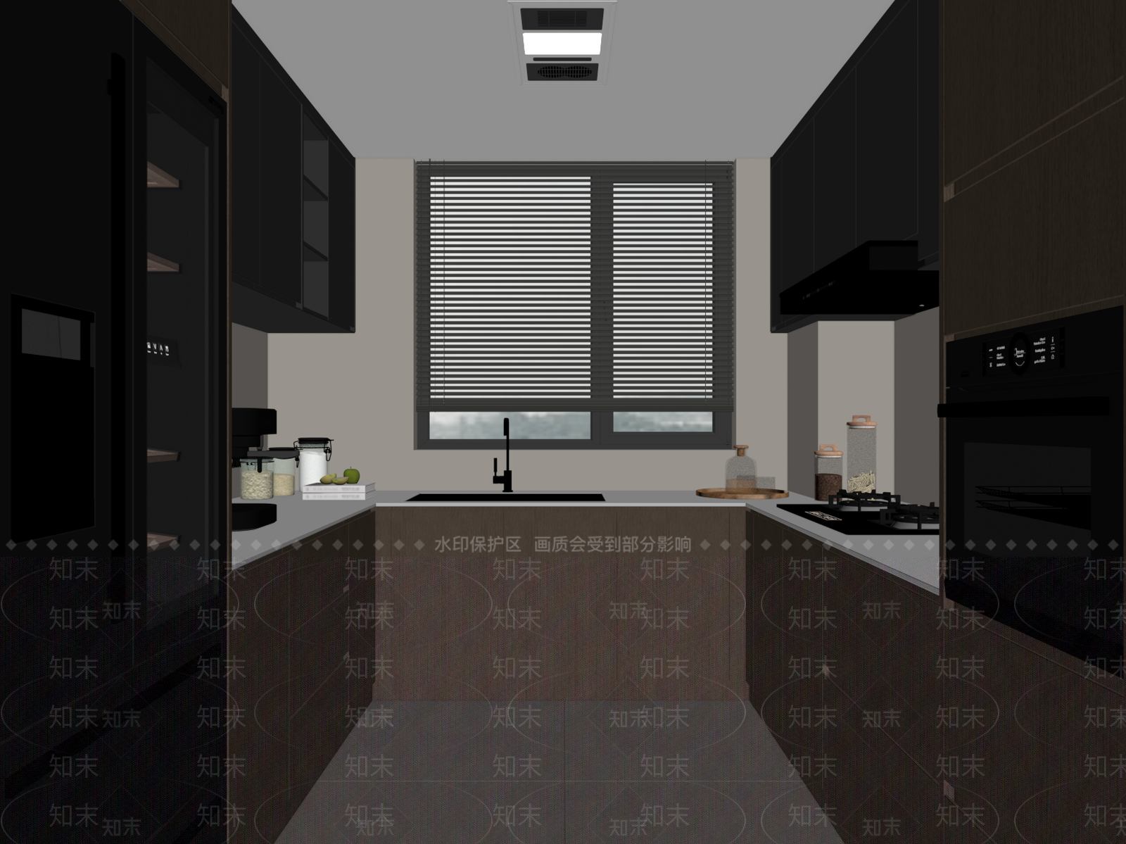 现代意式封闭式厨房SU模型下载【ID:1183858869】