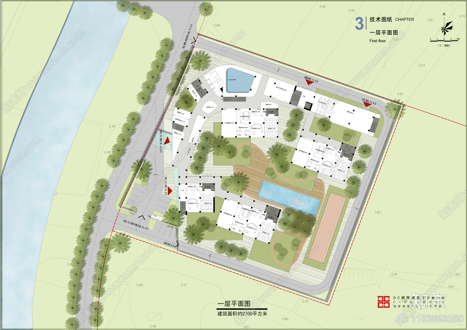 现代幼儿园建筑cad施工图下载【ID:1183863580】