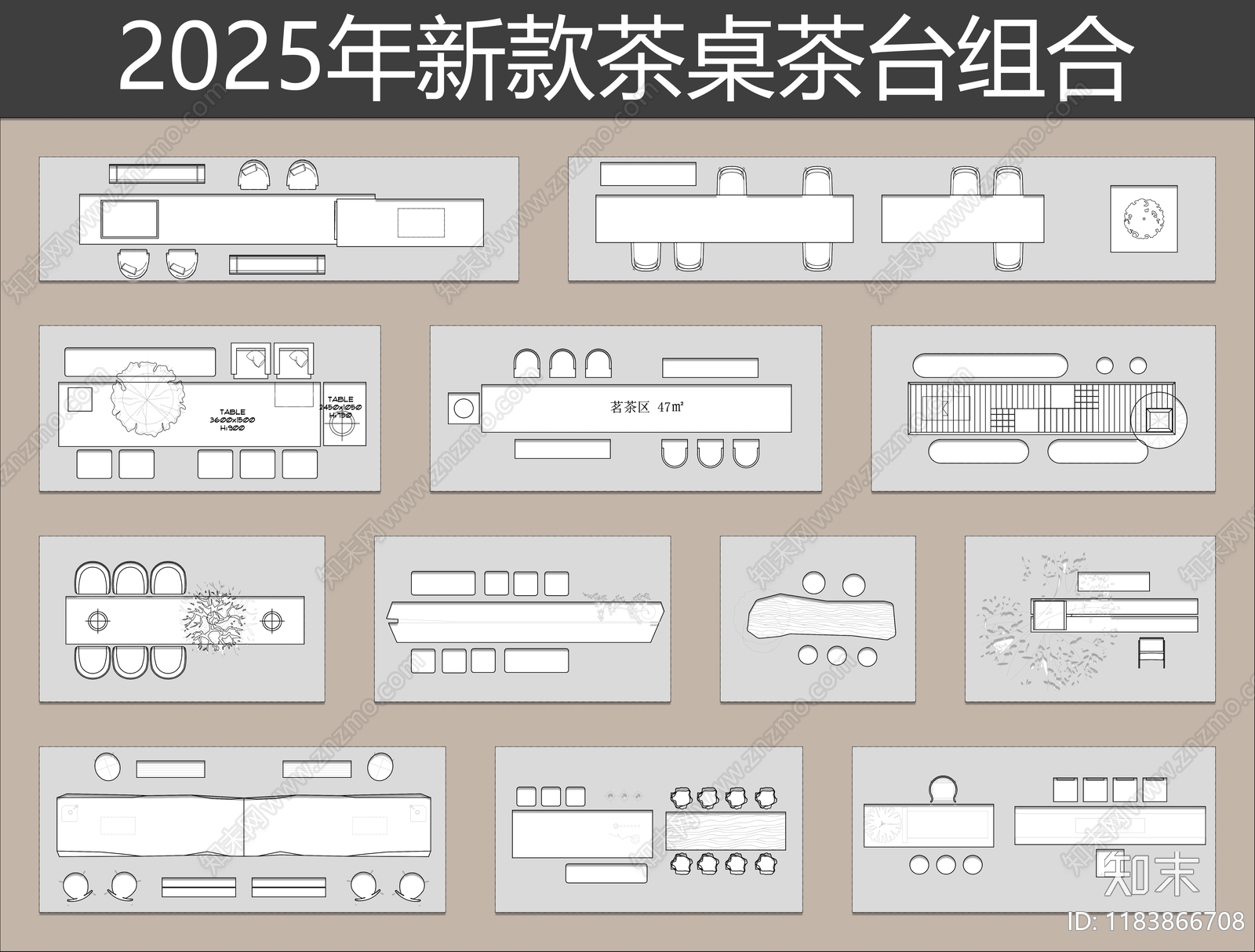 现代简约桌椅cad施工图下载【ID:1183866708】