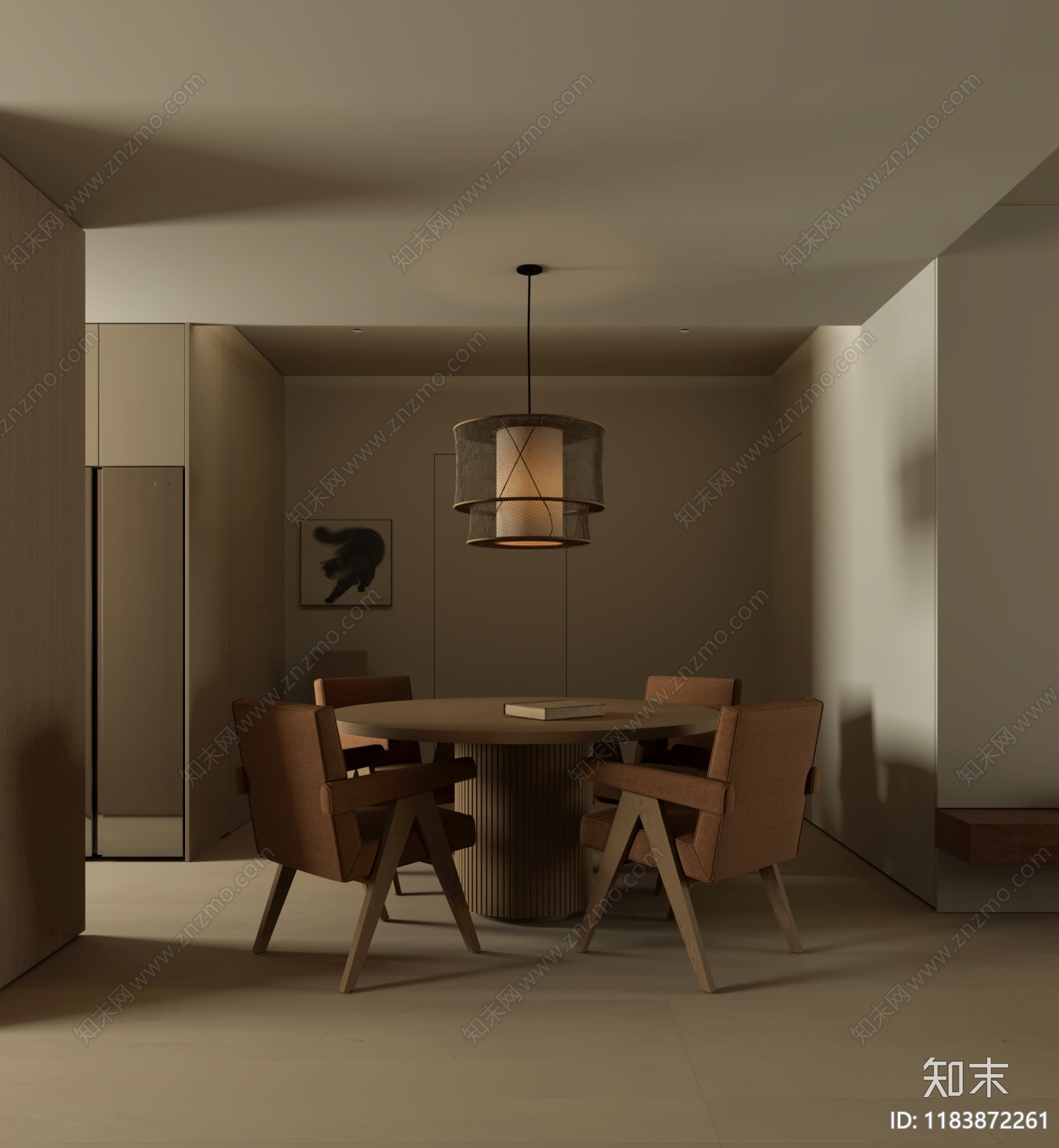 现代奶油家居餐厅3D模型下载【ID:1183872261】