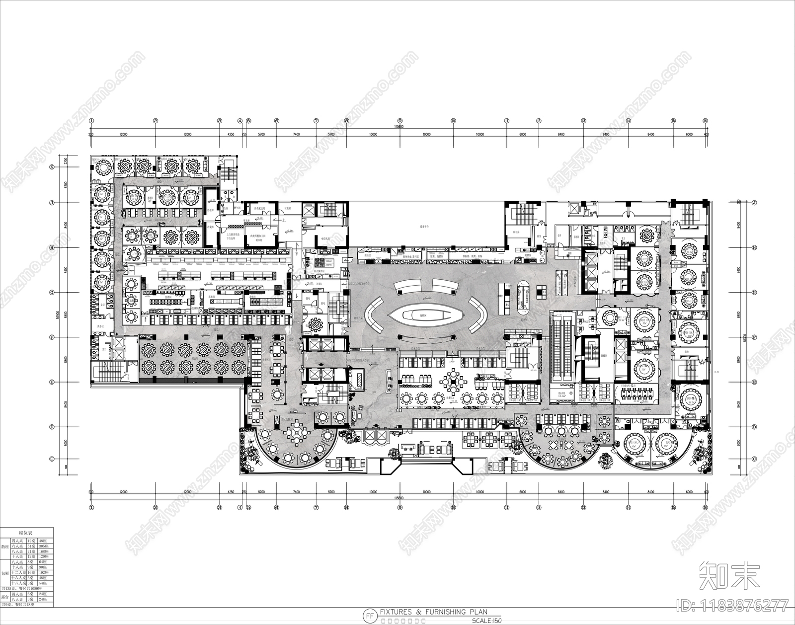 现代中餐厅施工图下载【ID:1183876277】