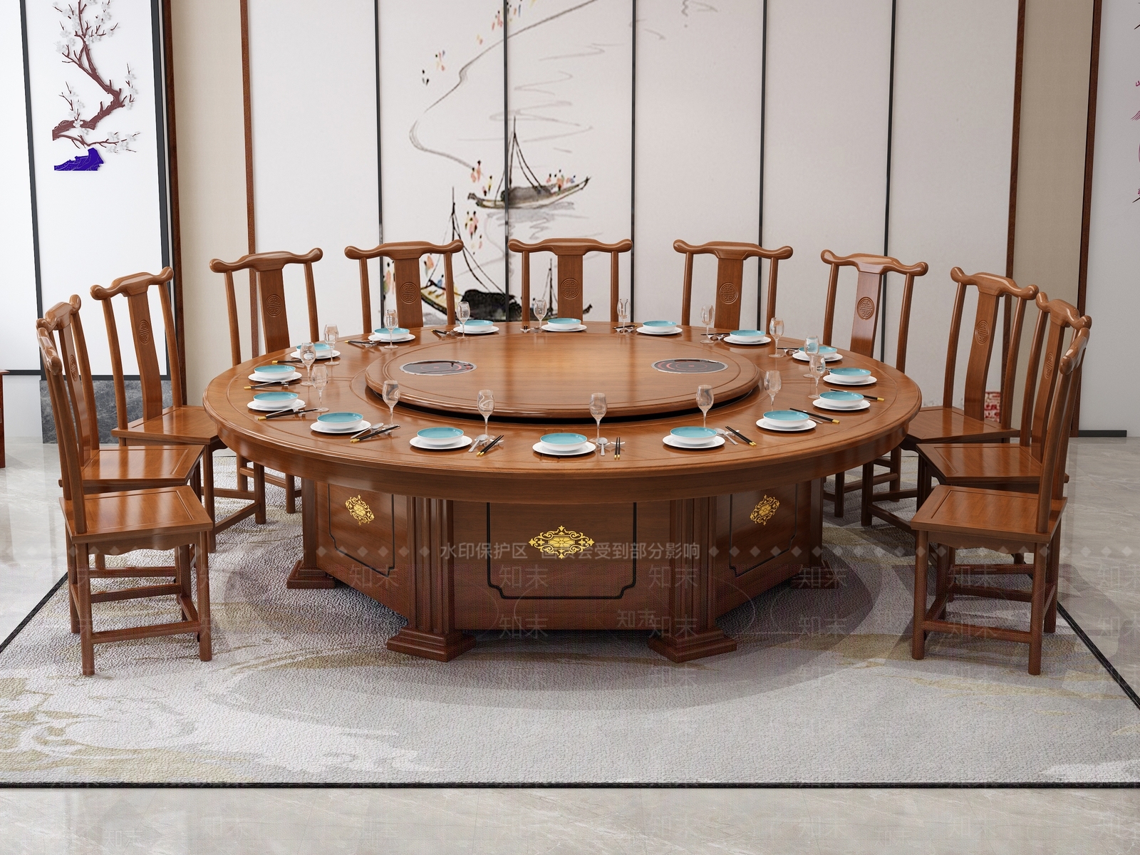 新中式中式餐桌椅3D模型下载【ID:1183879341】