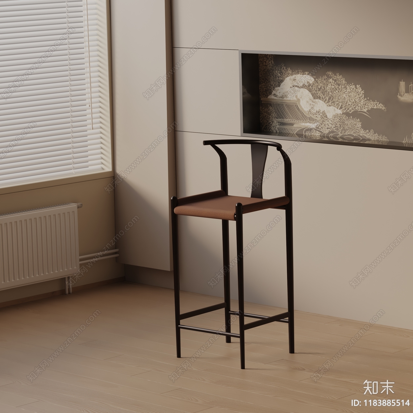 现代吧椅3D模型下载【ID:1183885514】