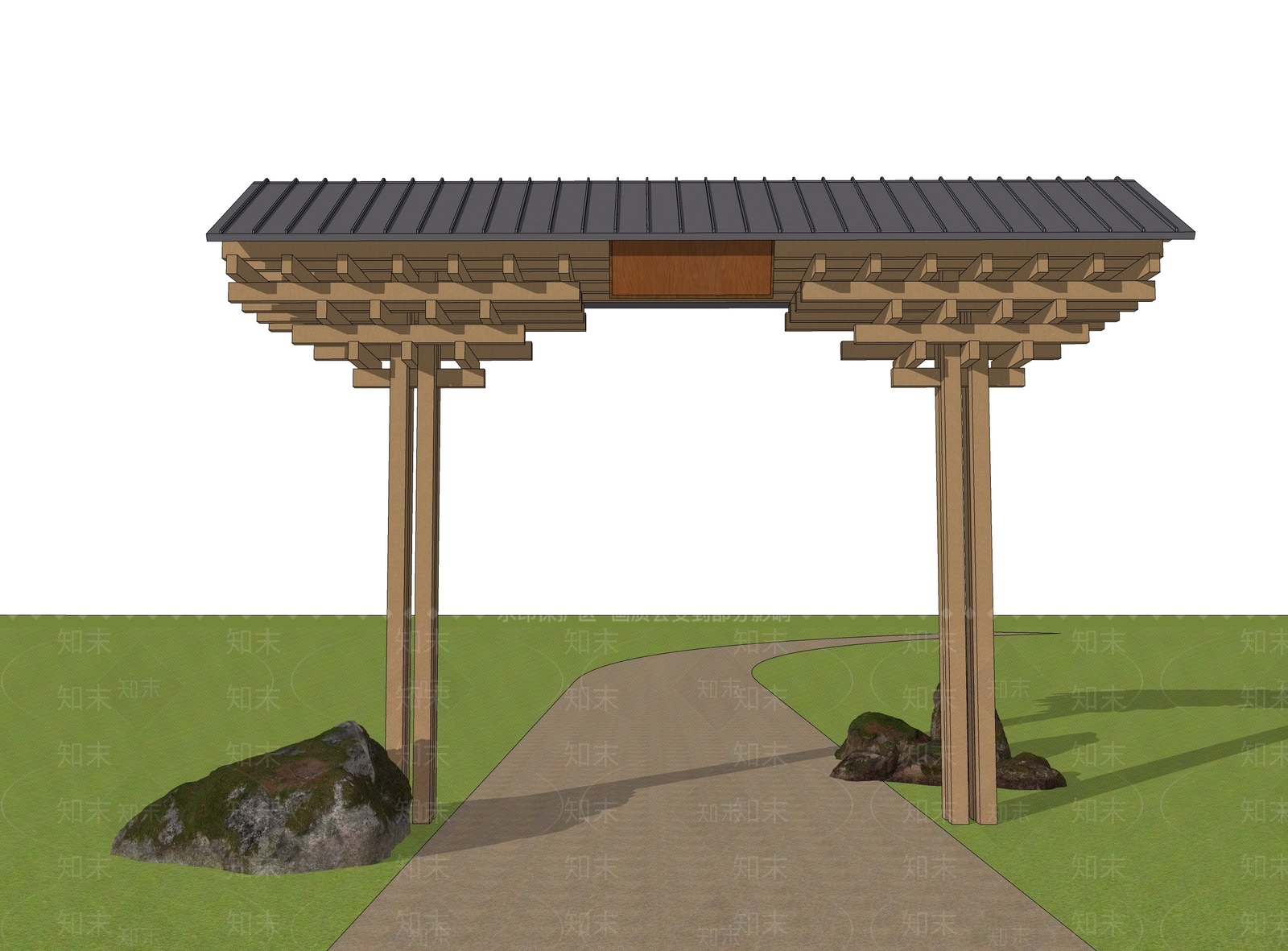 新中式牌坊牌楼SU模型下载【ID:1183889770】