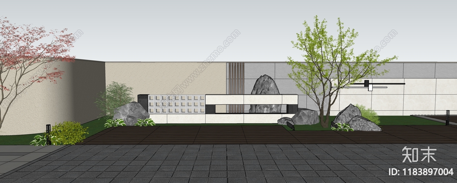 现代别墅庭院SU模型下载【ID:1183897004】