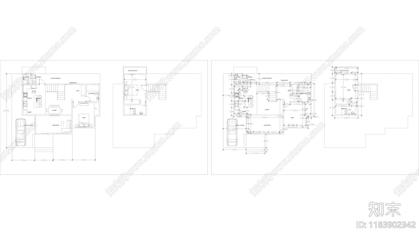 现代别墅建筑施工图下载【ID:1183902342】