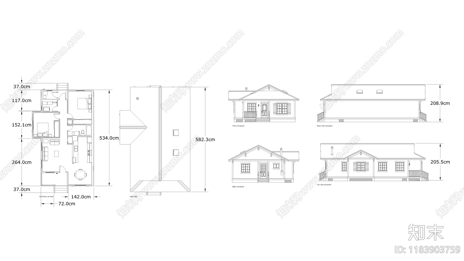 现代别墅建筑施工图下载【ID:1183903759】