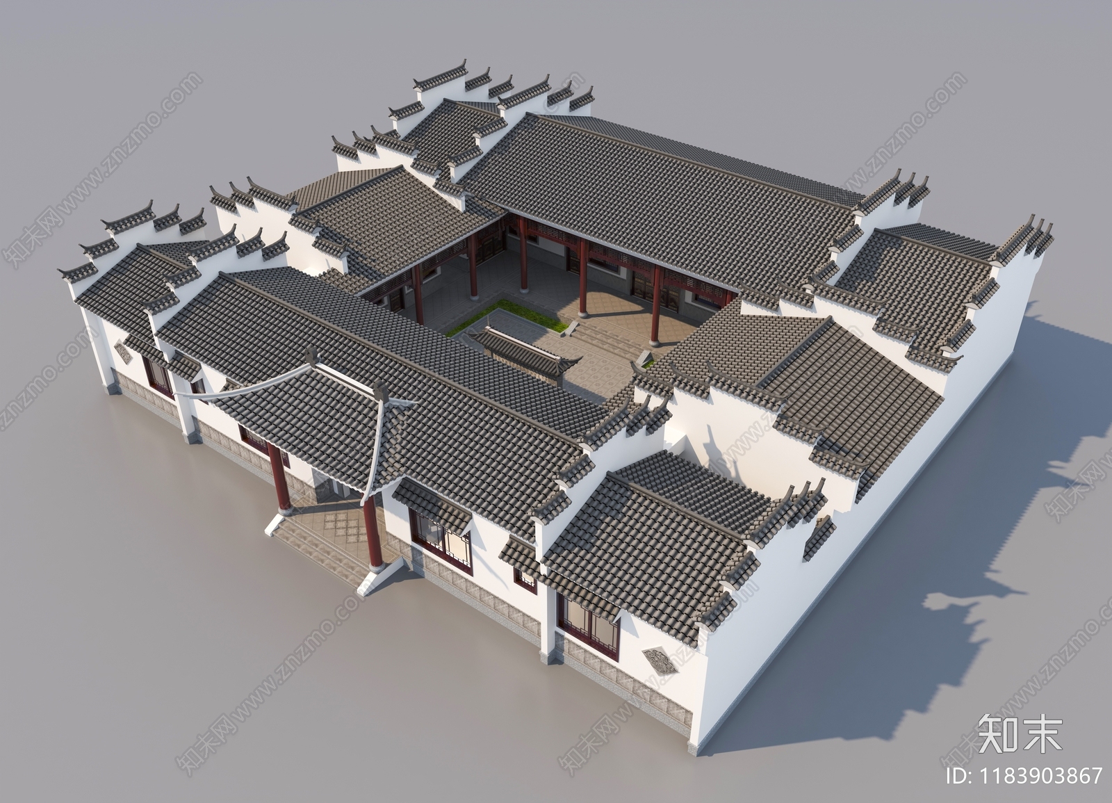 中式四合院3D模型下载【ID:1183903867】