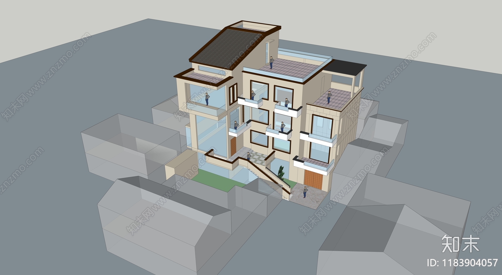 现代多层住宅SU模型下载【ID:1183904057】