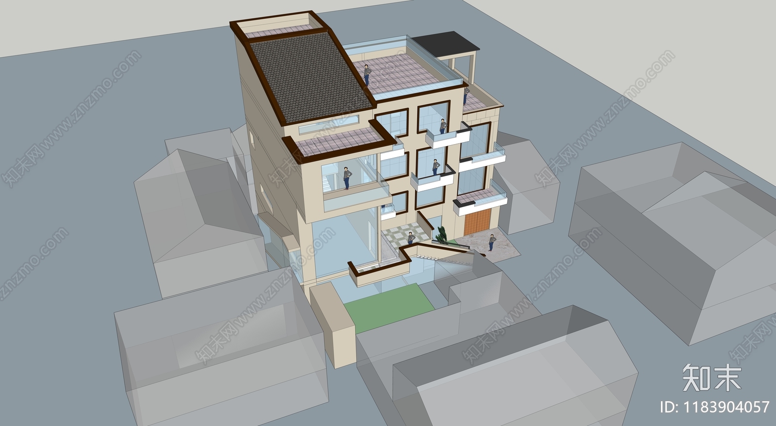 现代多层住宅SU模型下载【ID:1183904057】