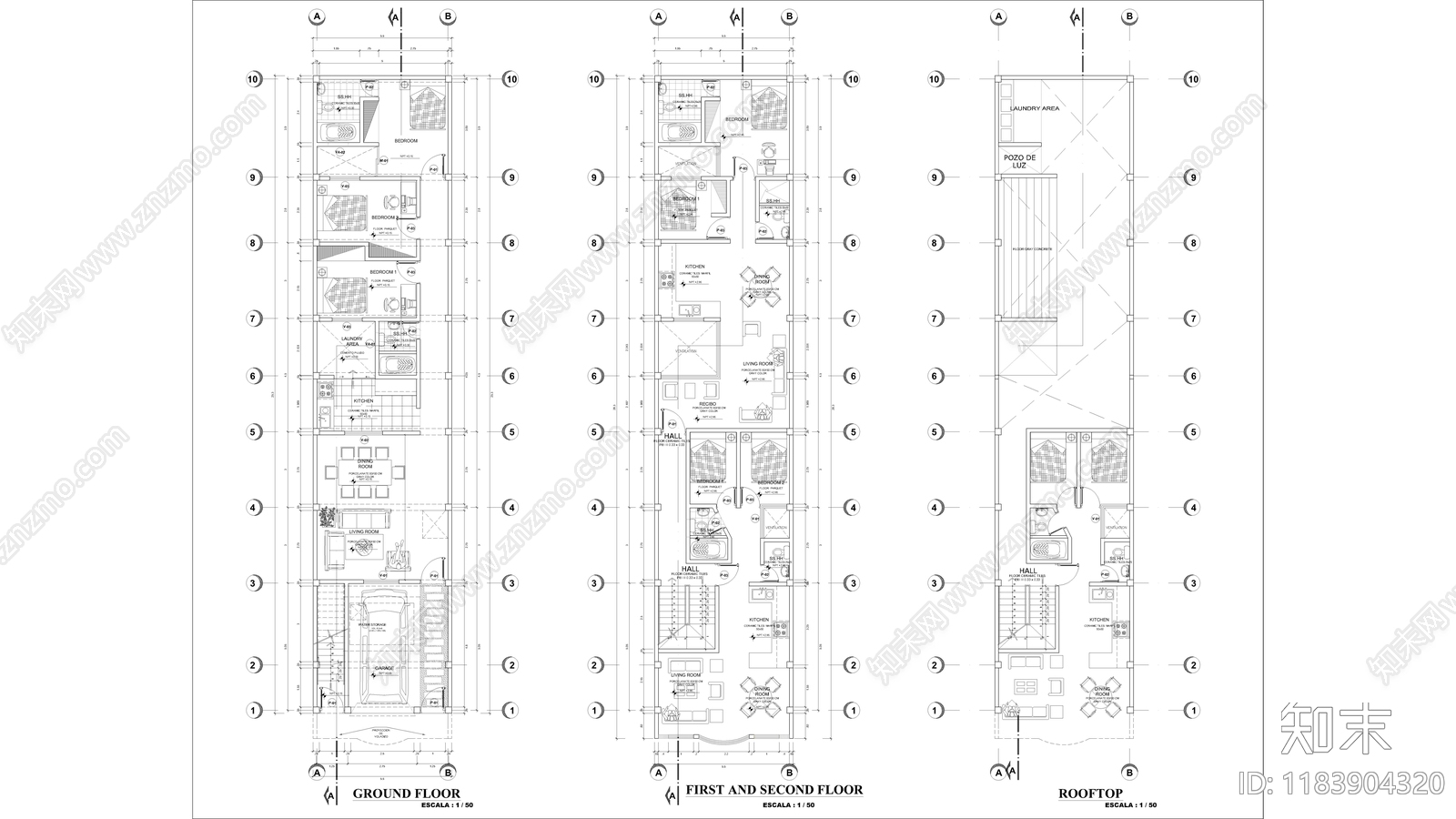 现代住宅楼建筑cad施工图下载【ID:1183904320】