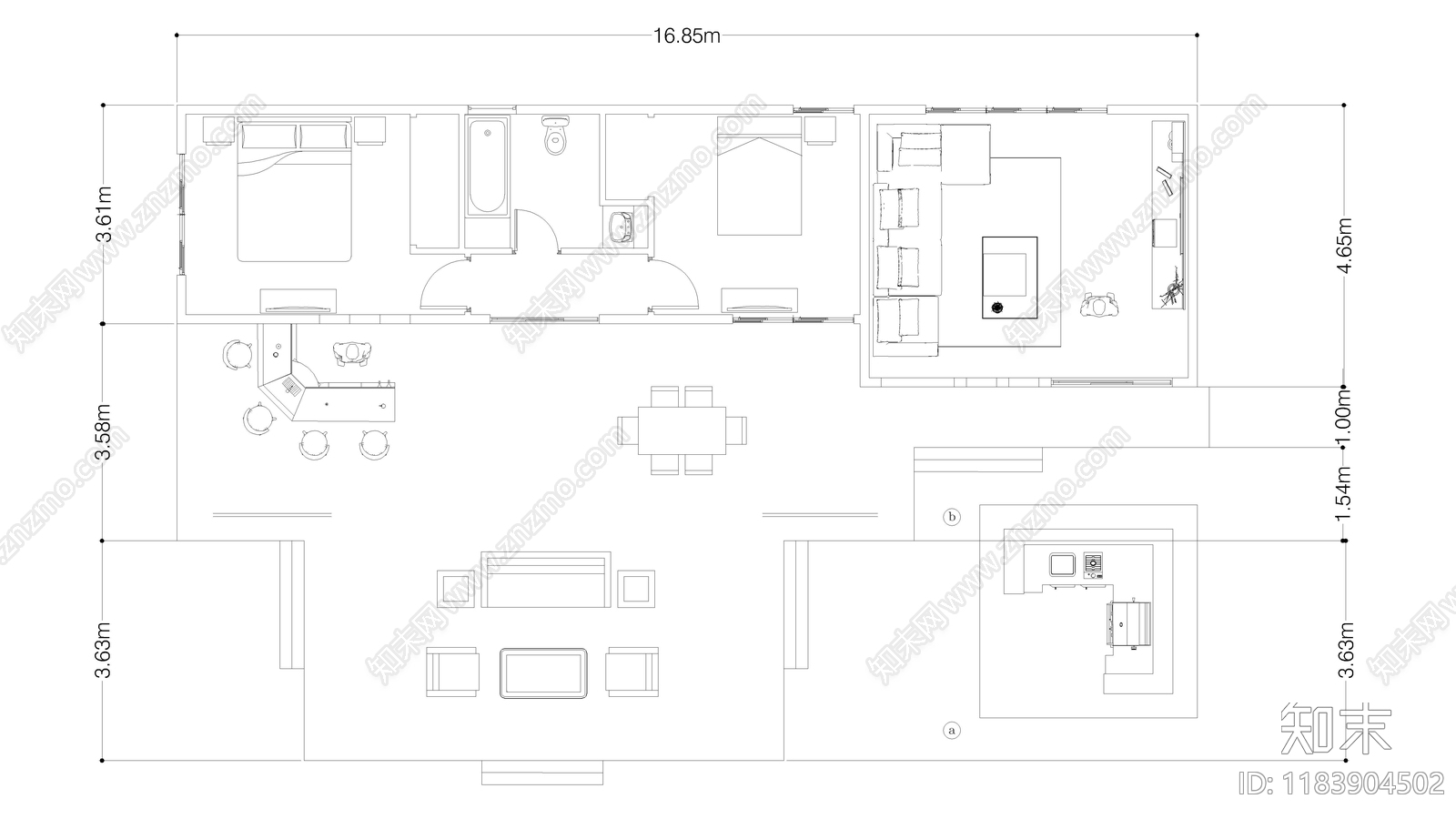现代别墅建筑施工图下载【ID:1183904502】