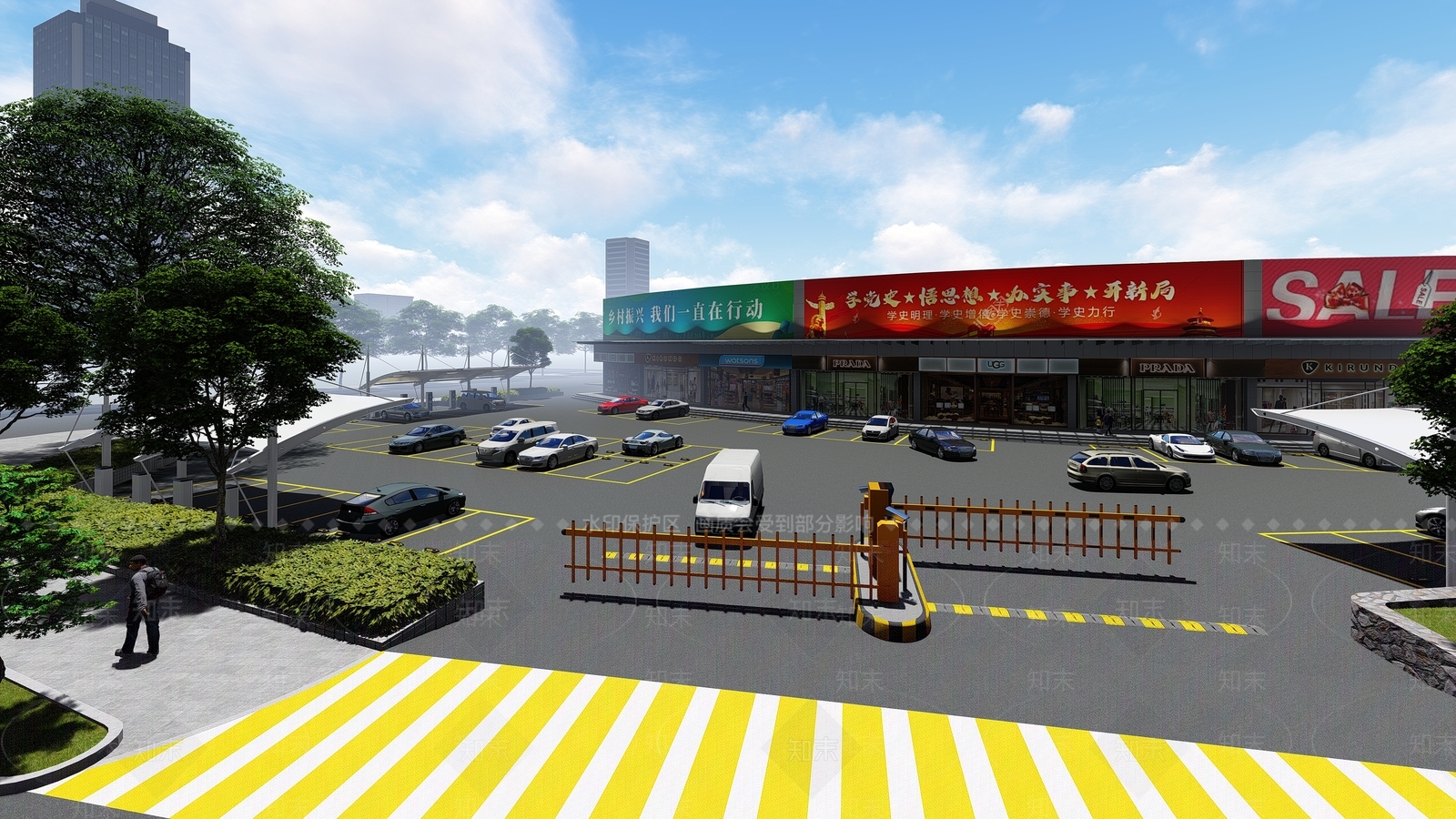 现代简约广场景观SU模型下载【ID:1183904625】