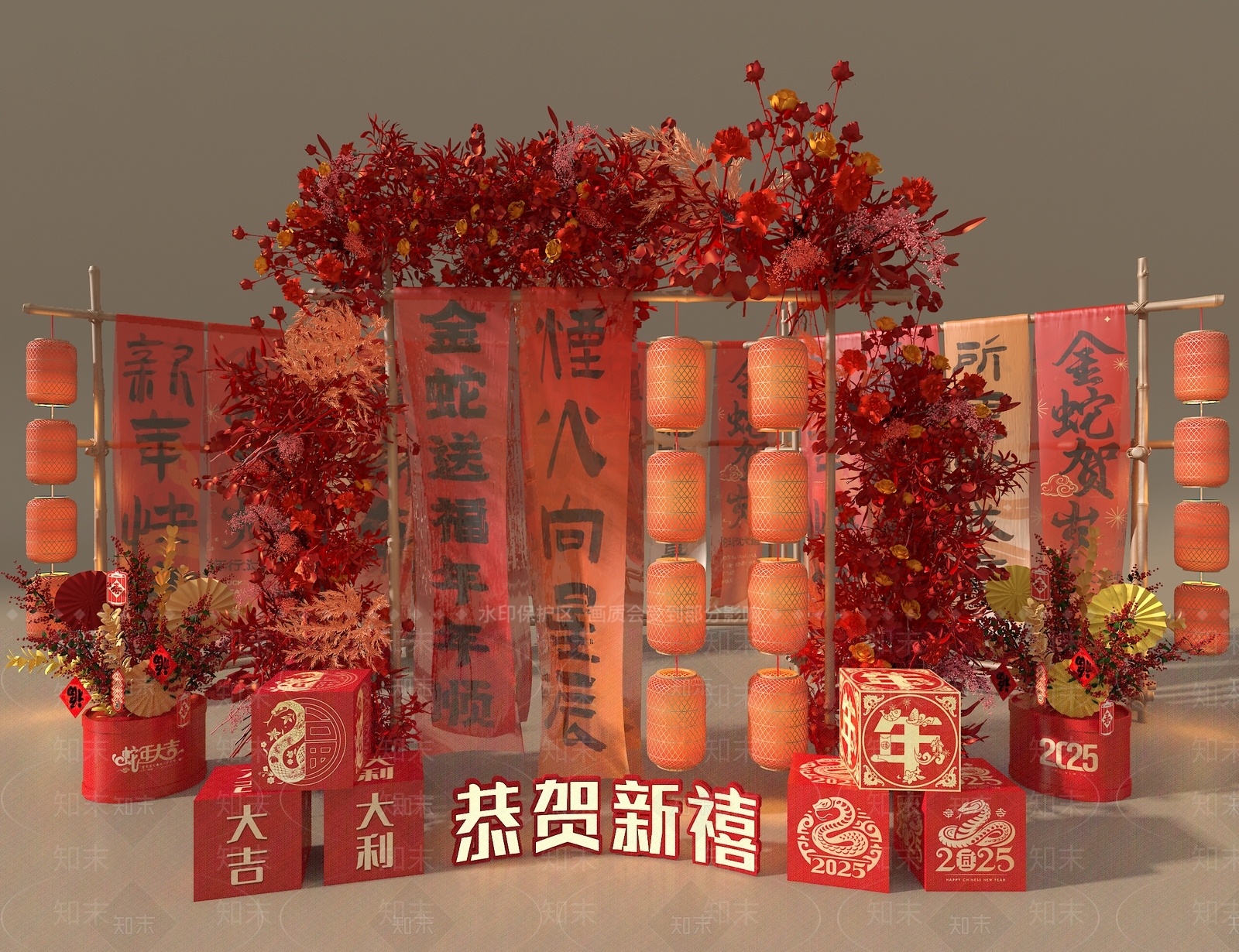 新中式美陈3D模型下载【ID:1183905625】