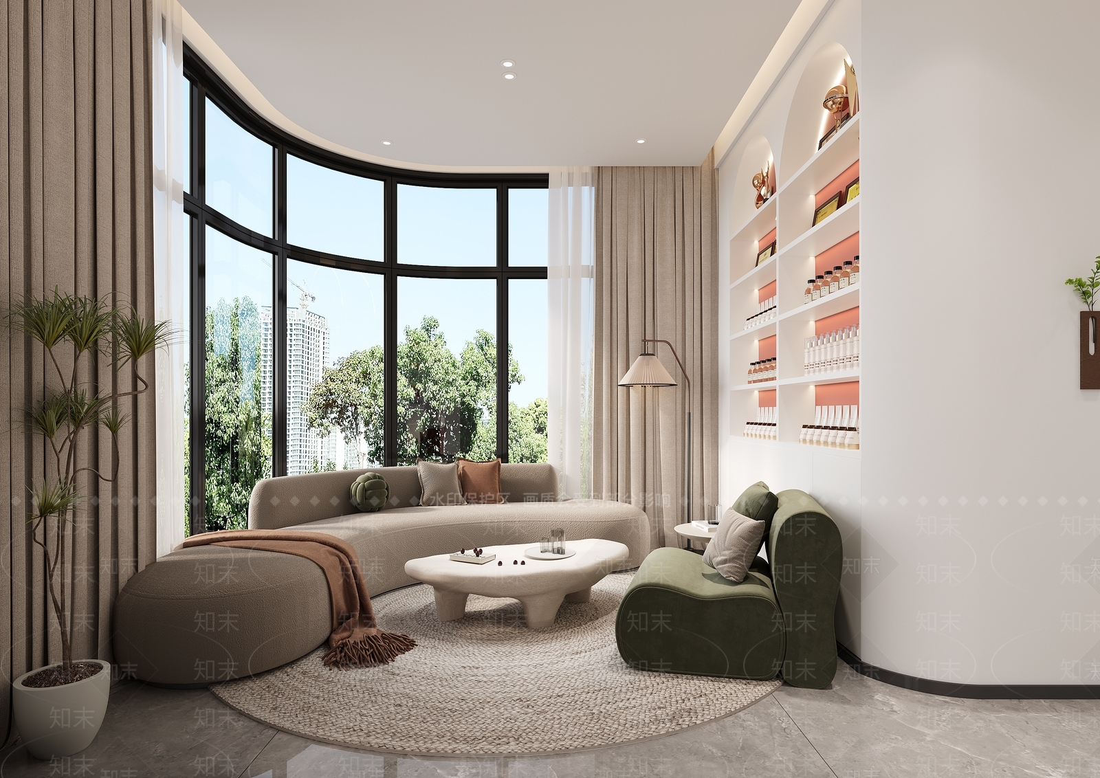 现代奶油美容院3D模型下载【ID:1183917345】