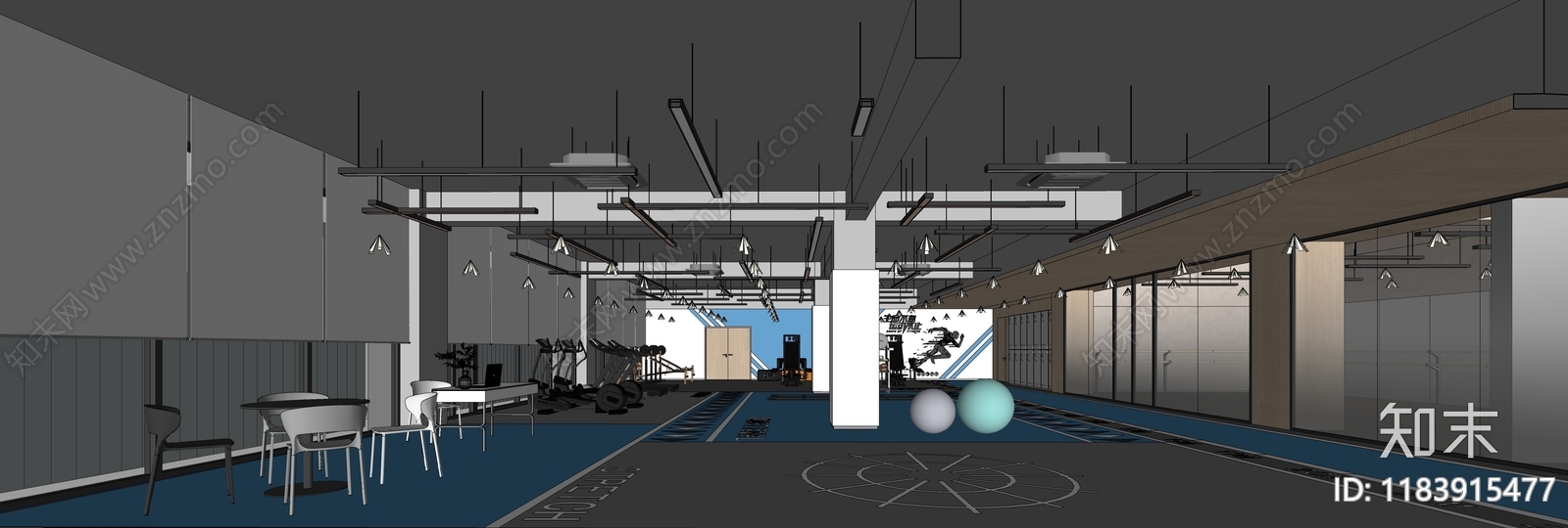 现代极简健身房SU模型下载【ID:1183915477】