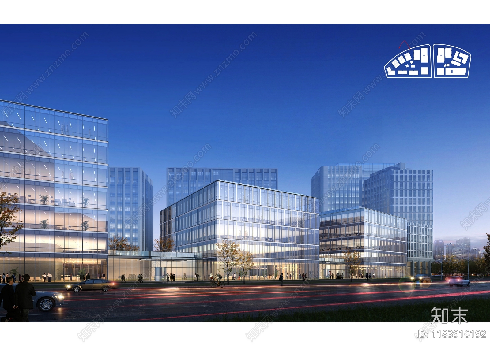 现代产业园建筑cad施工图下载【ID:1183916192】