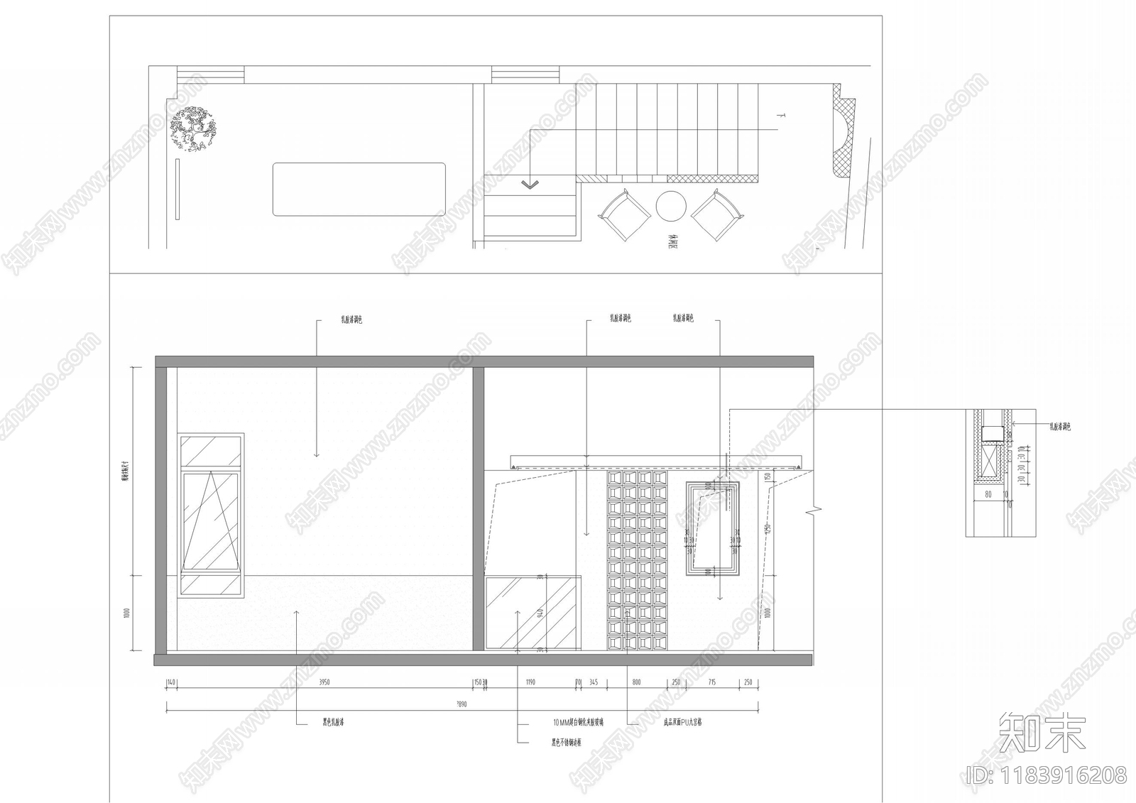 现代瑜伽馆cad施工图下载【ID:1183916208】