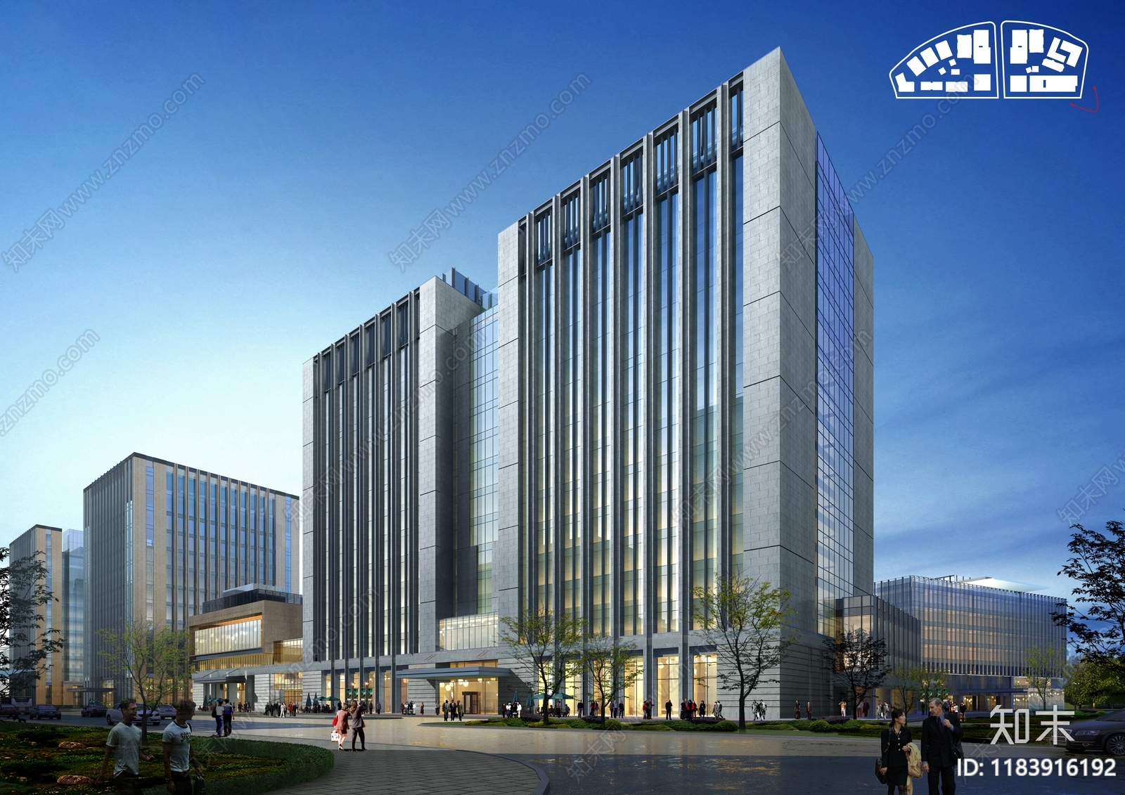 现代产业园建筑cad施工图下载【ID:1183916192】