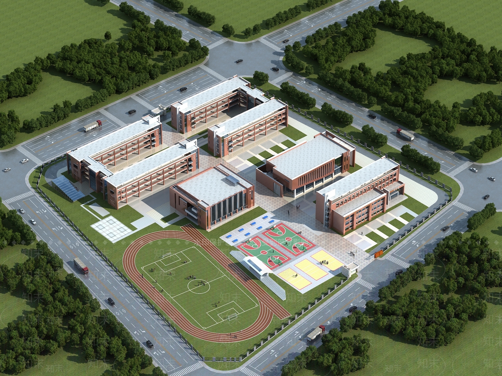 现代学校外观3D模型下载【ID:1183924303】