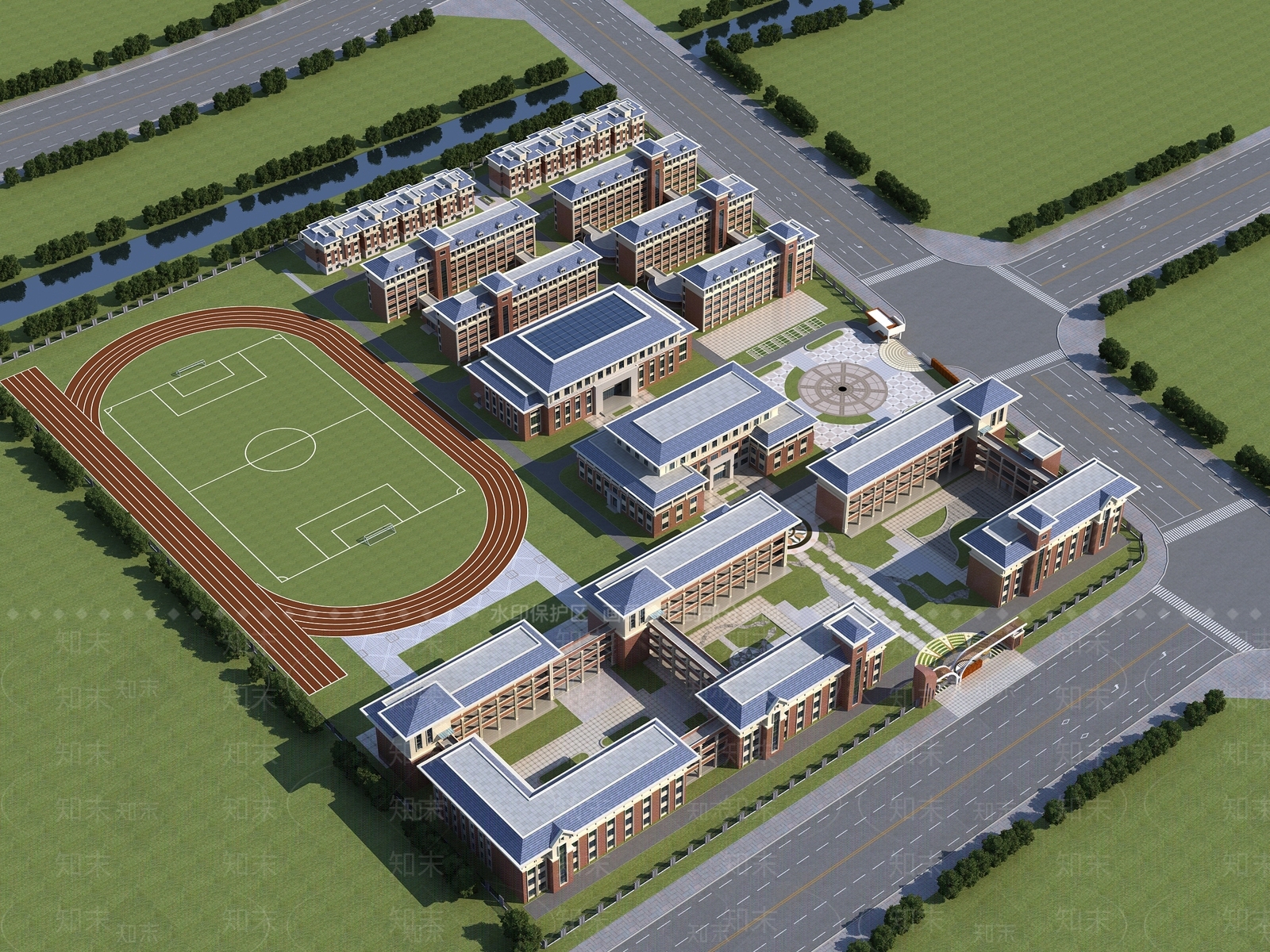 欧式学校外观3D模型下载【ID:1183926573】