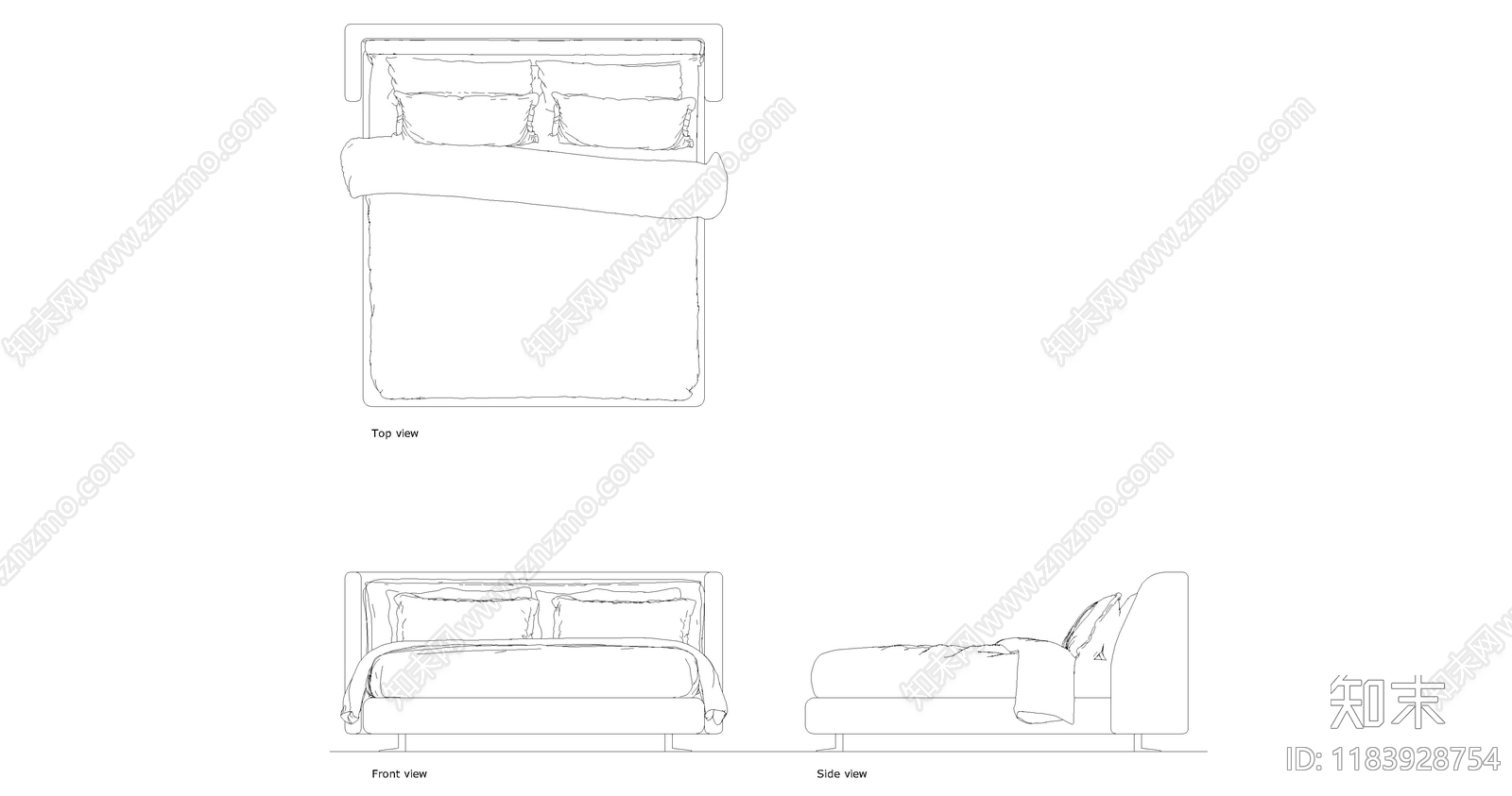 现代床施工图下载【ID:1183928754】