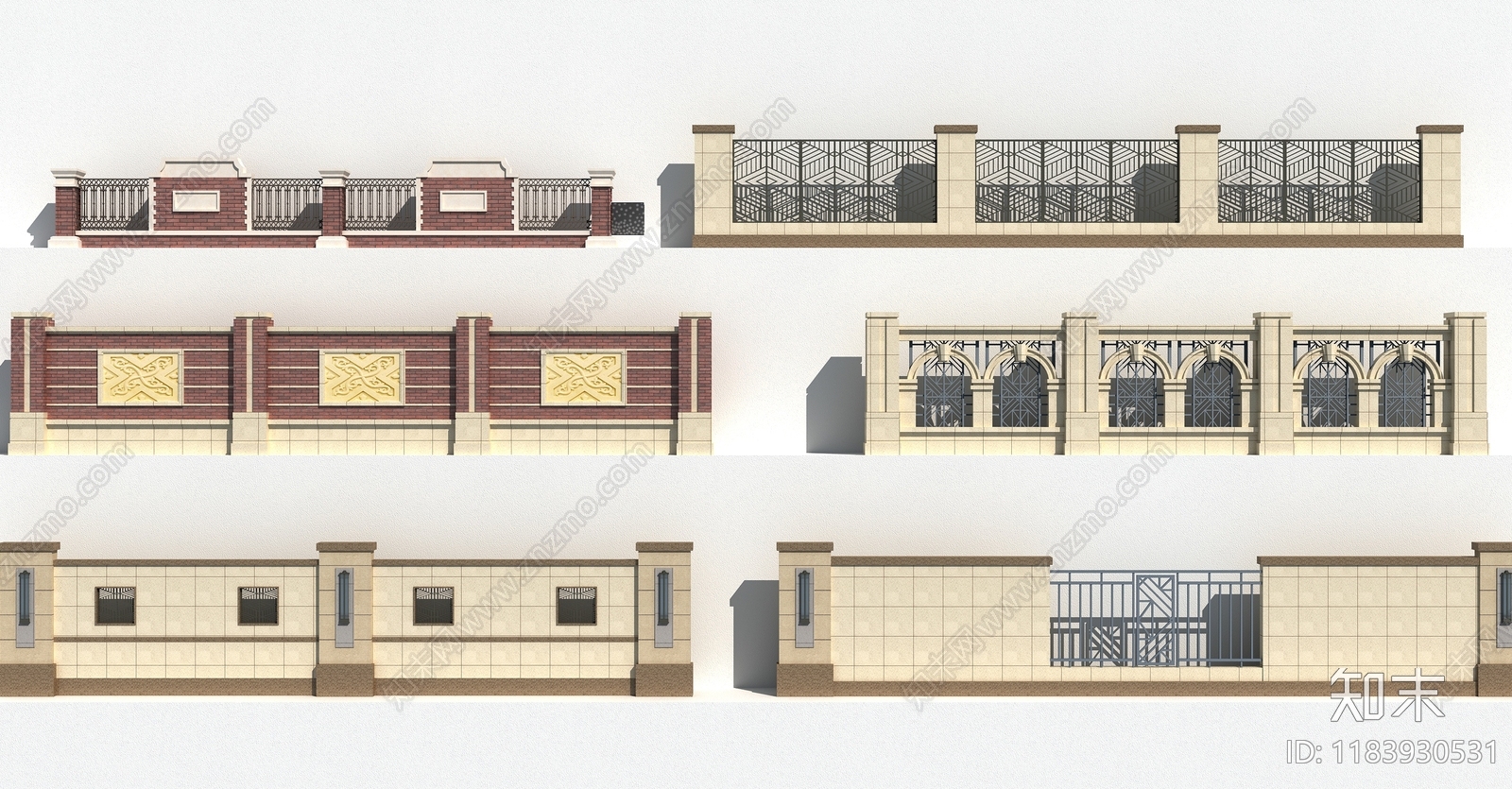 欧式围墙3D模型下载【ID:1183930531】