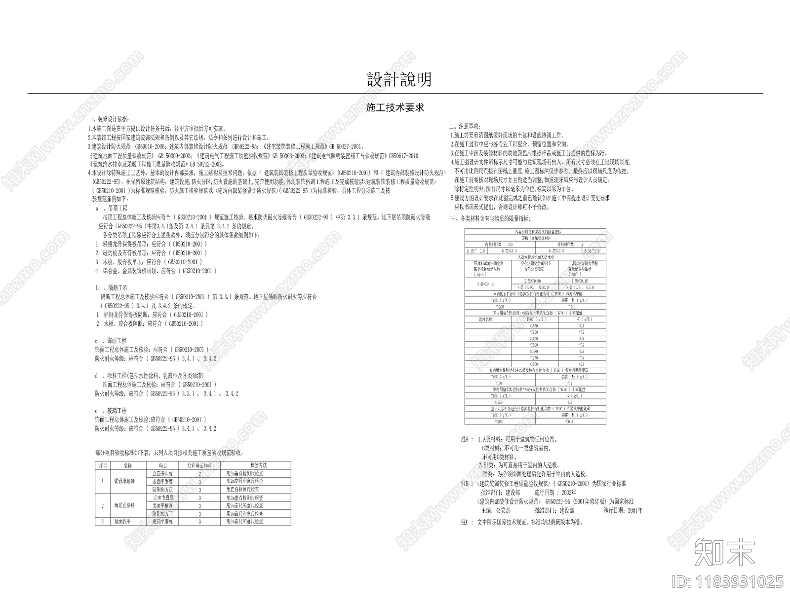 现代设计说明cad施工图下载【ID:1183931025】