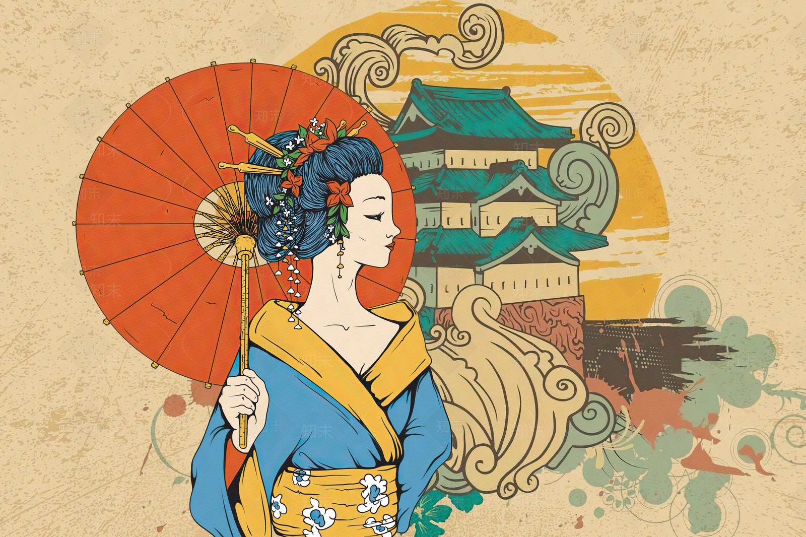 日式壁画贴图下载【ID:1183931427】