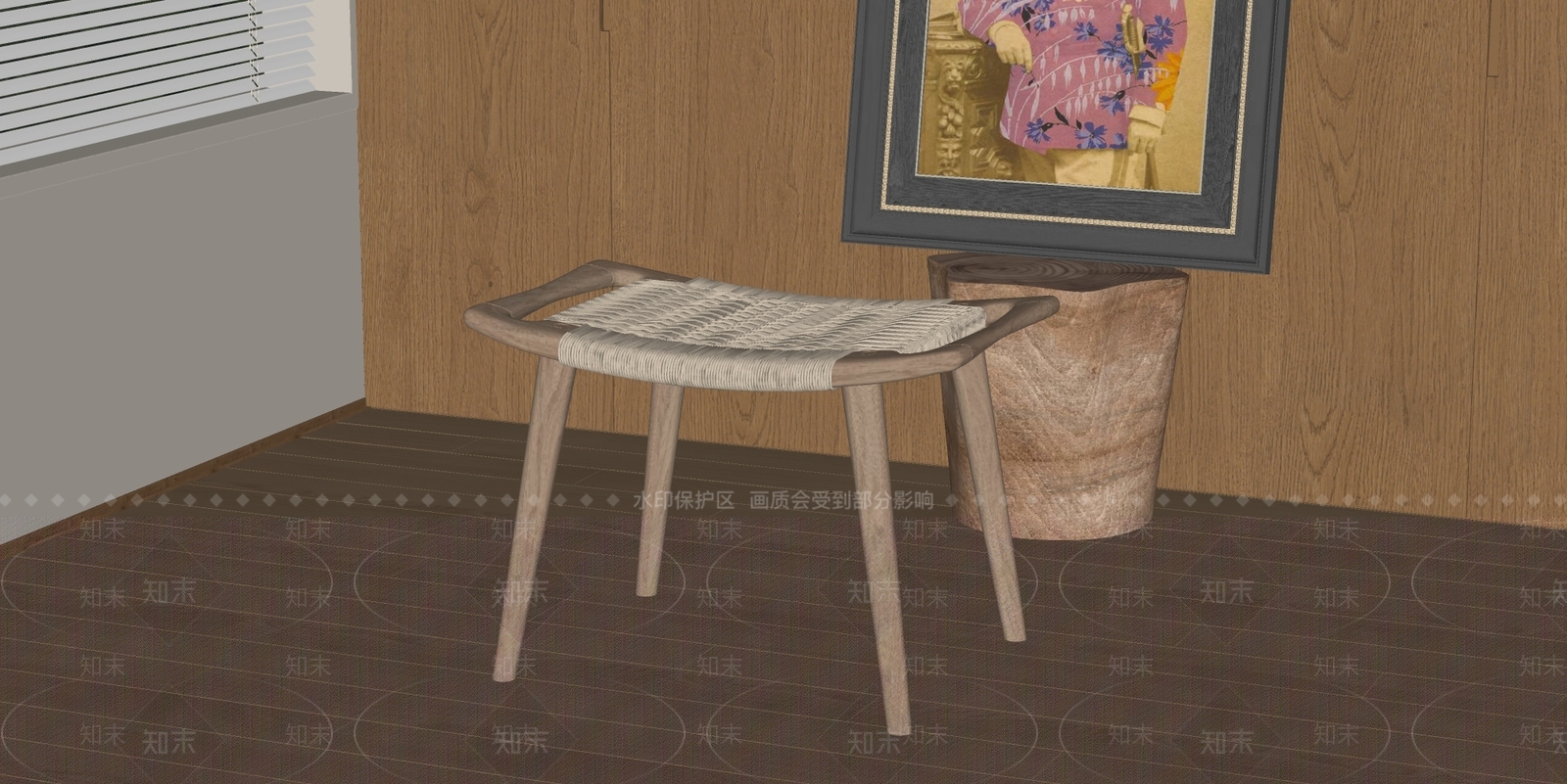 侘寂中古其他凳子SU模型下载【ID:1183933174】