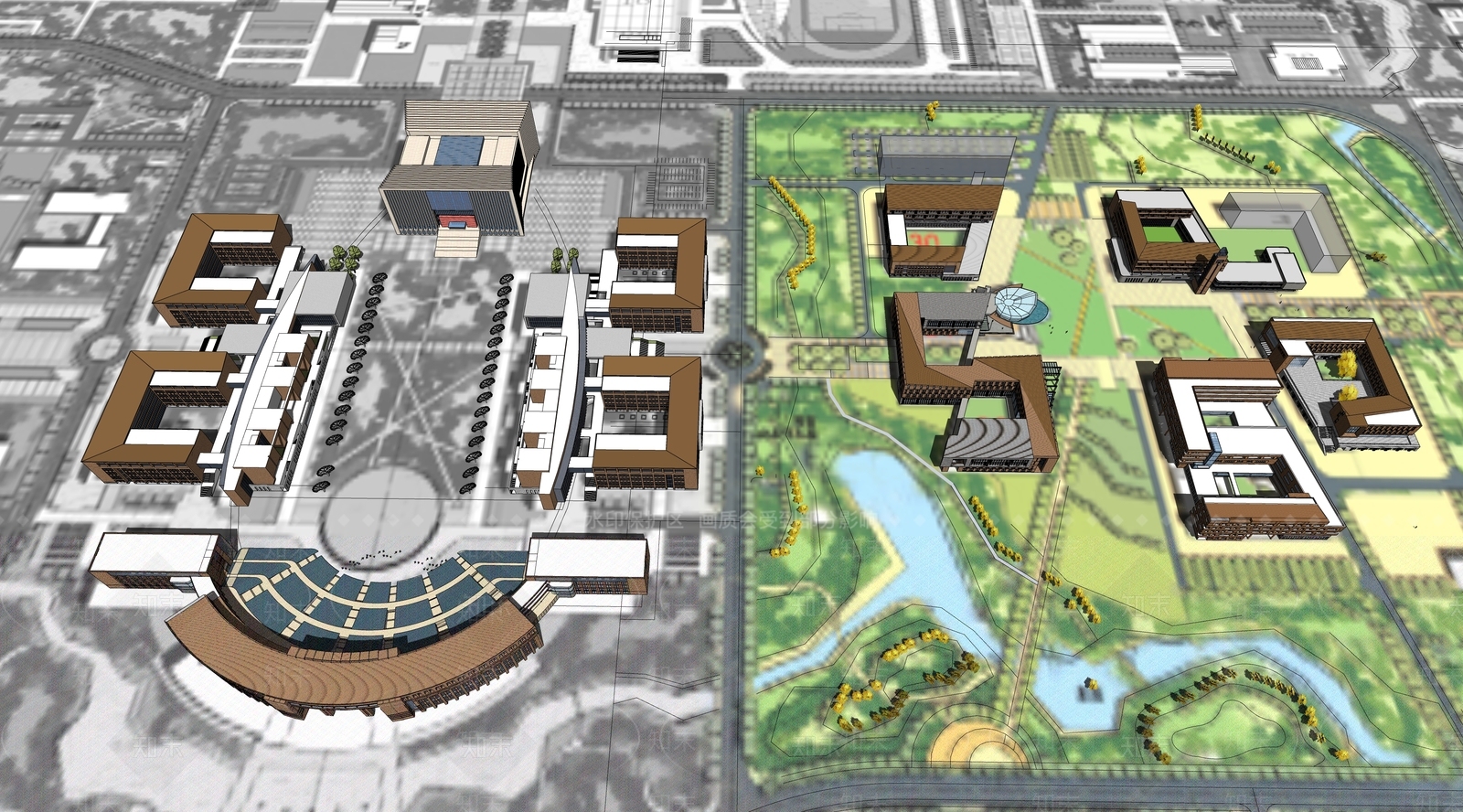 现代学校建筑SU模型下载【ID:1183934410】