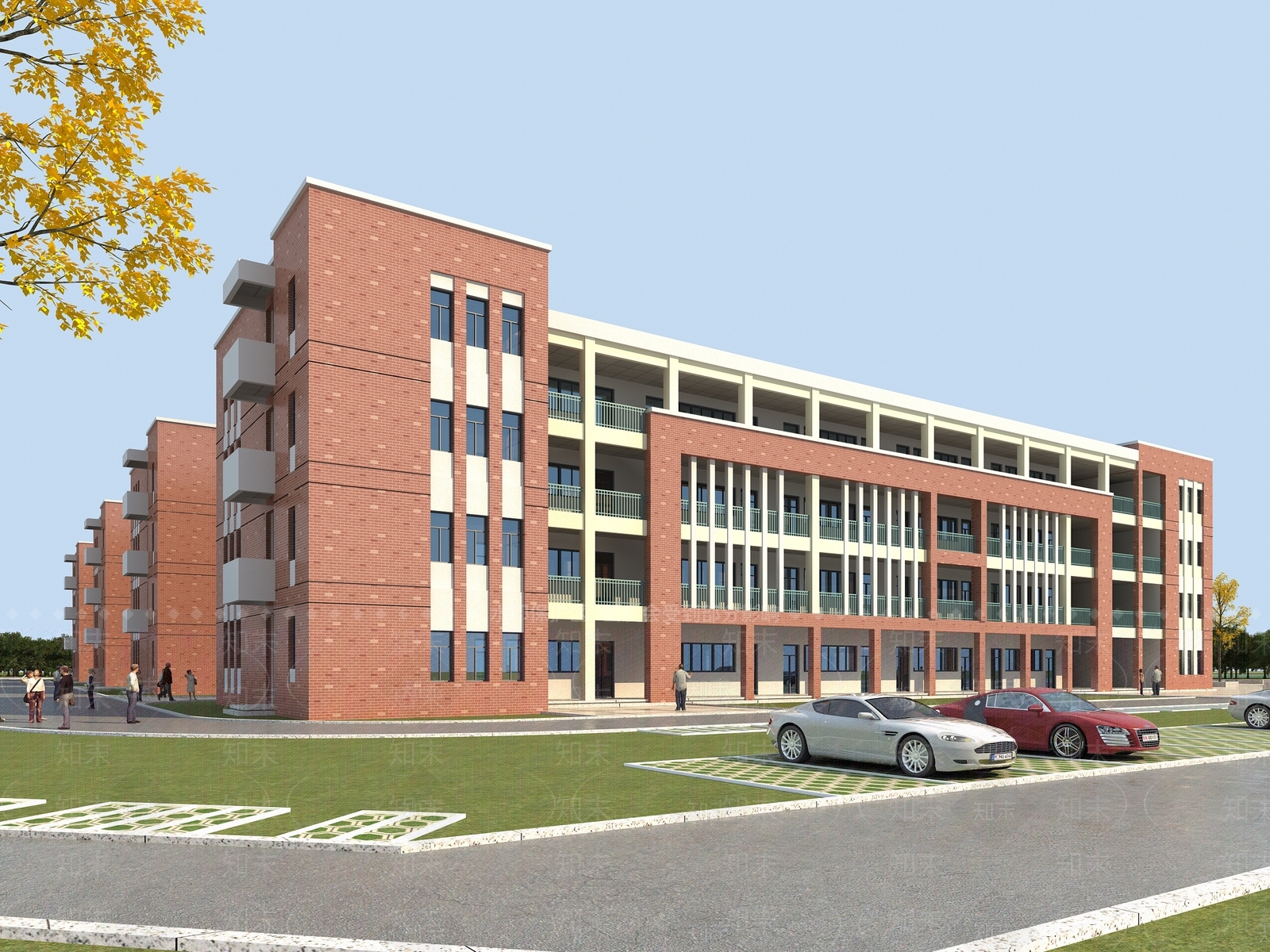 现代学校外观3D模型下载【ID:1183935136】