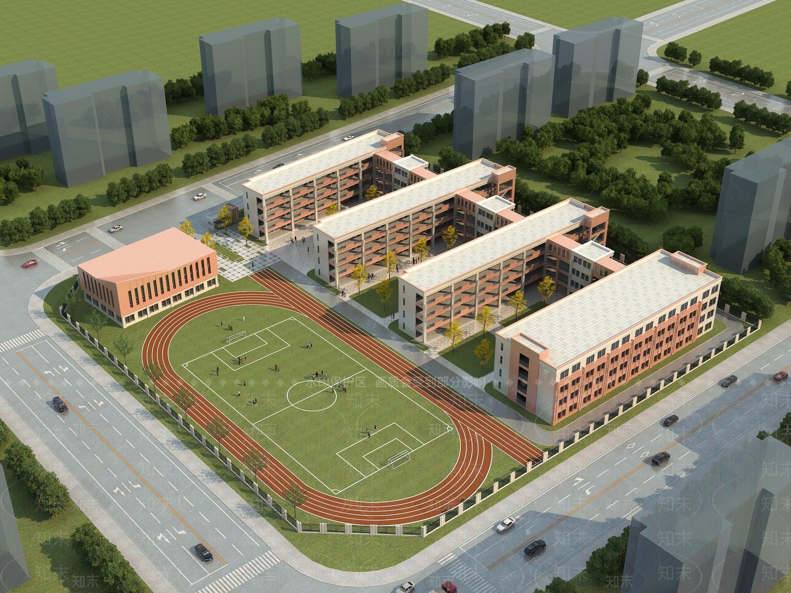 现代学校外观3D模型下载【ID:1183935715】