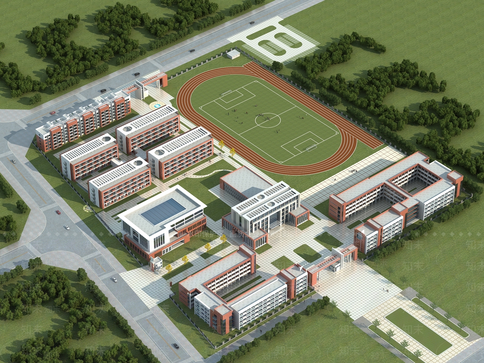现代学校外观3D模型下载【ID:1183935900】