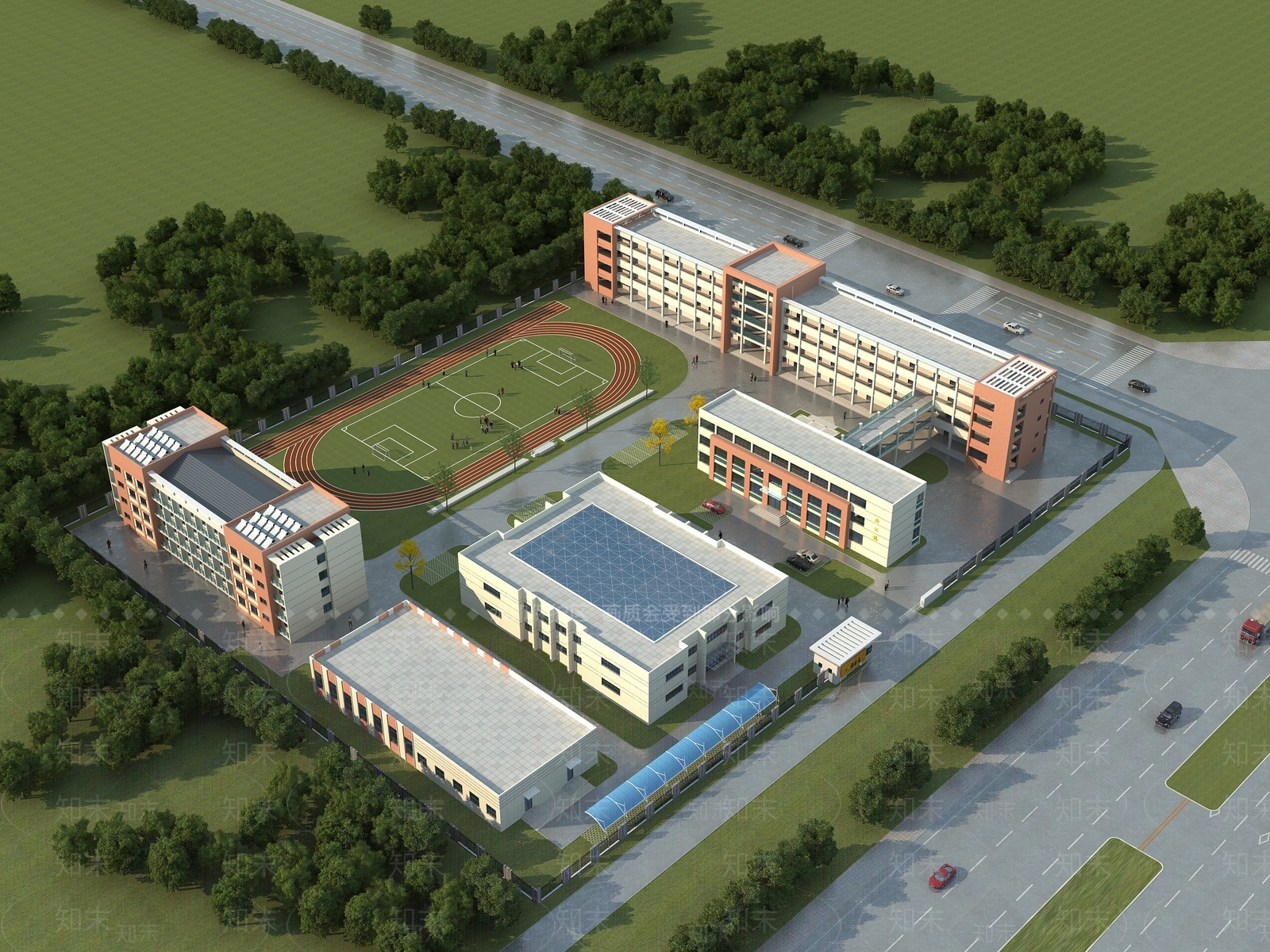 现代学校外观3D模型下载【ID:1183936326】