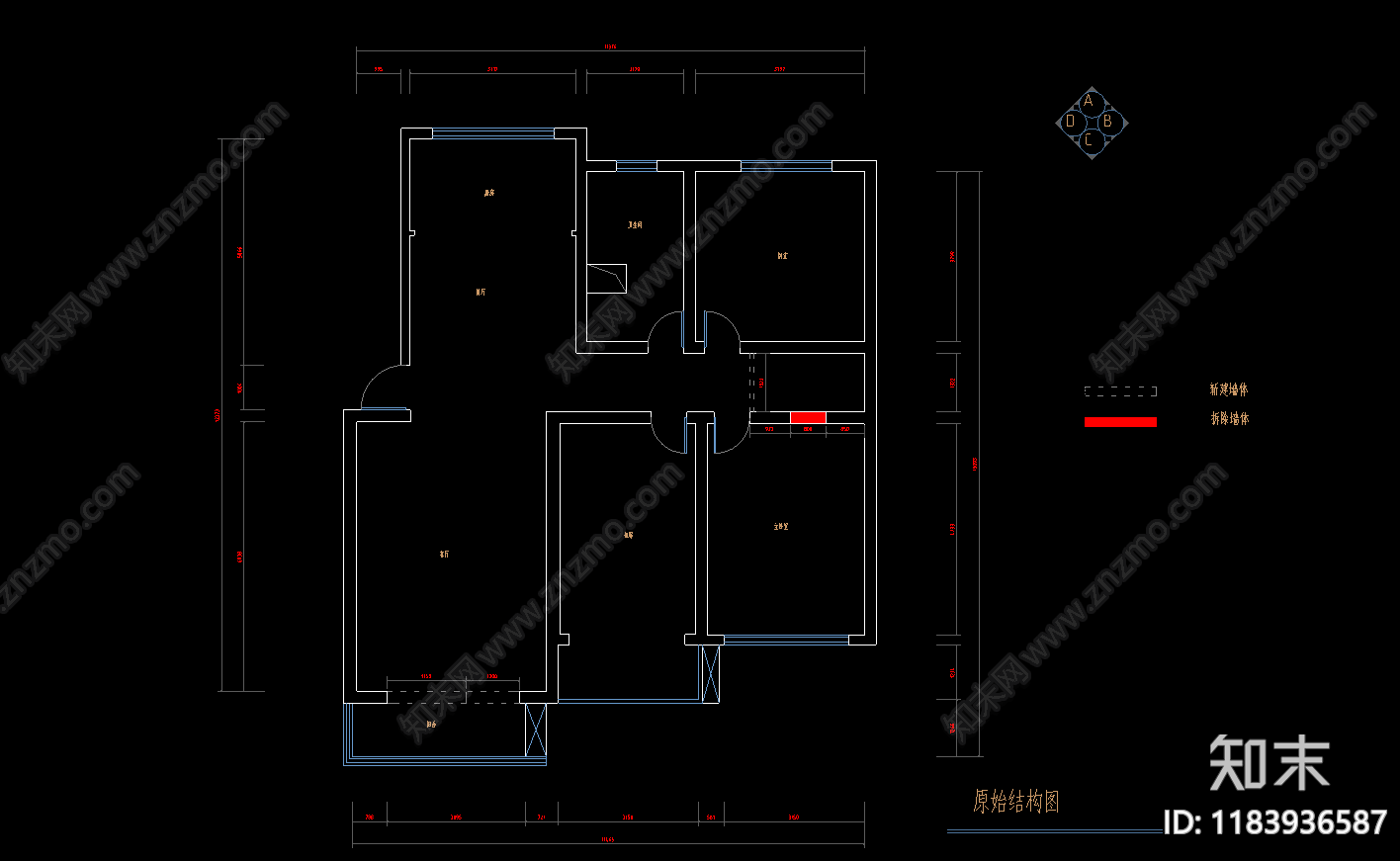 现代新中式住宅楼建筑cad施工图下载【ID:1183936587】