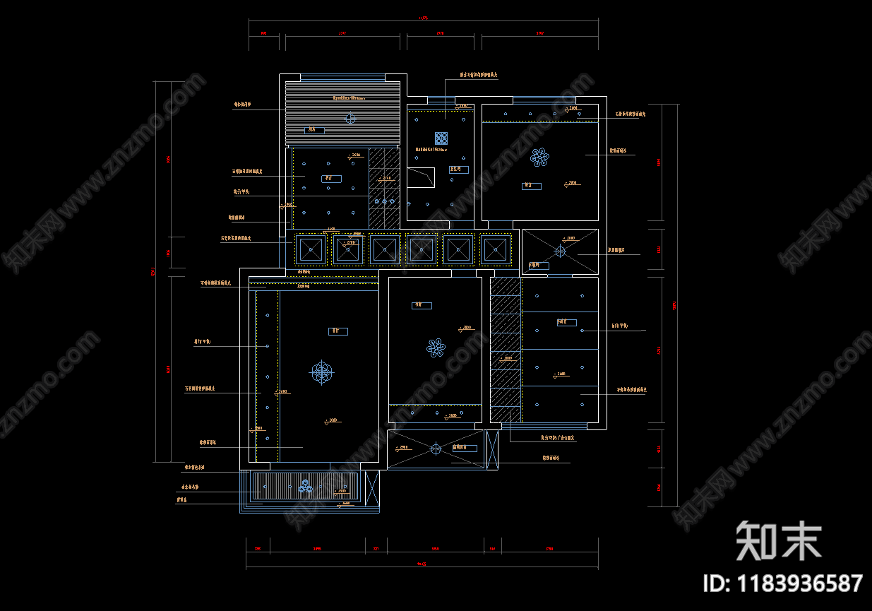 现代新中式住宅楼建筑cad施工图下载【ID:1183936587】