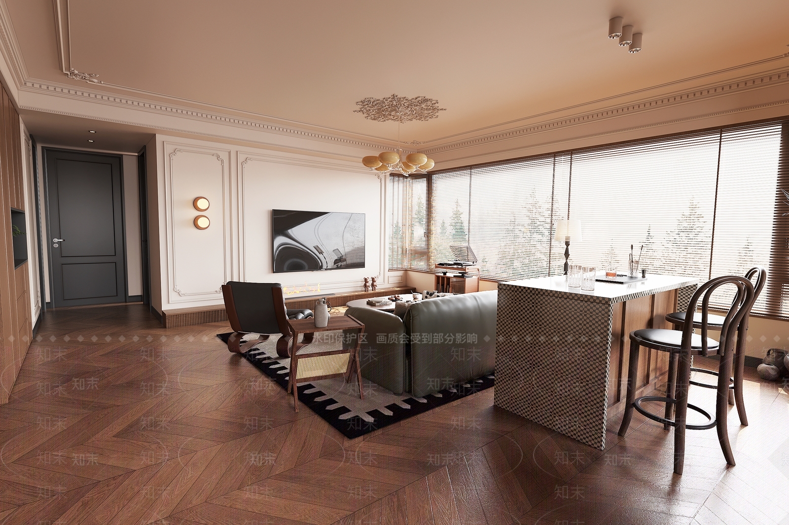 美式家居餐厅3D模型下载【ID:1214993867】