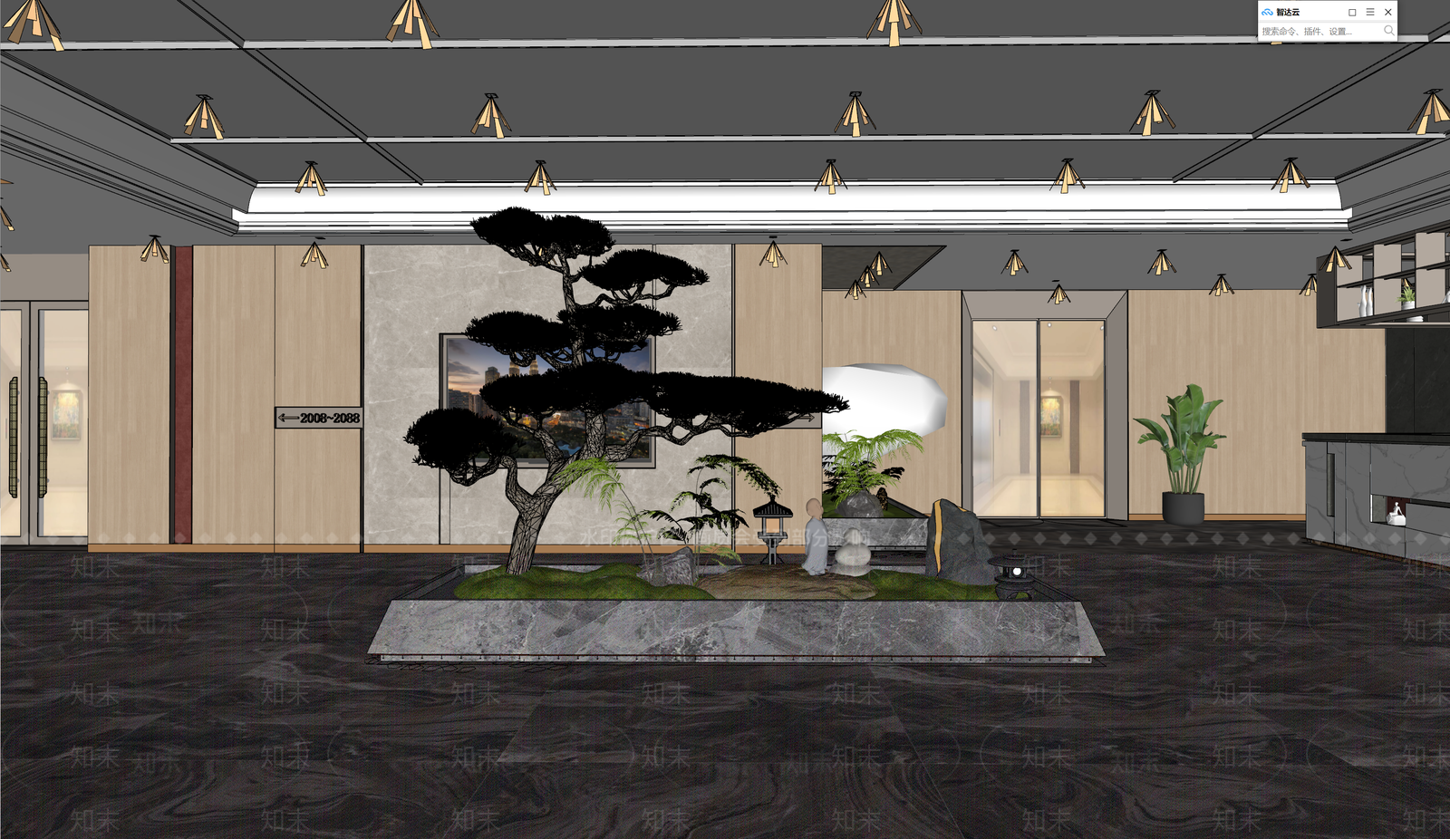 现代新中式棋牌室SU模型下载【ID:1183938960】