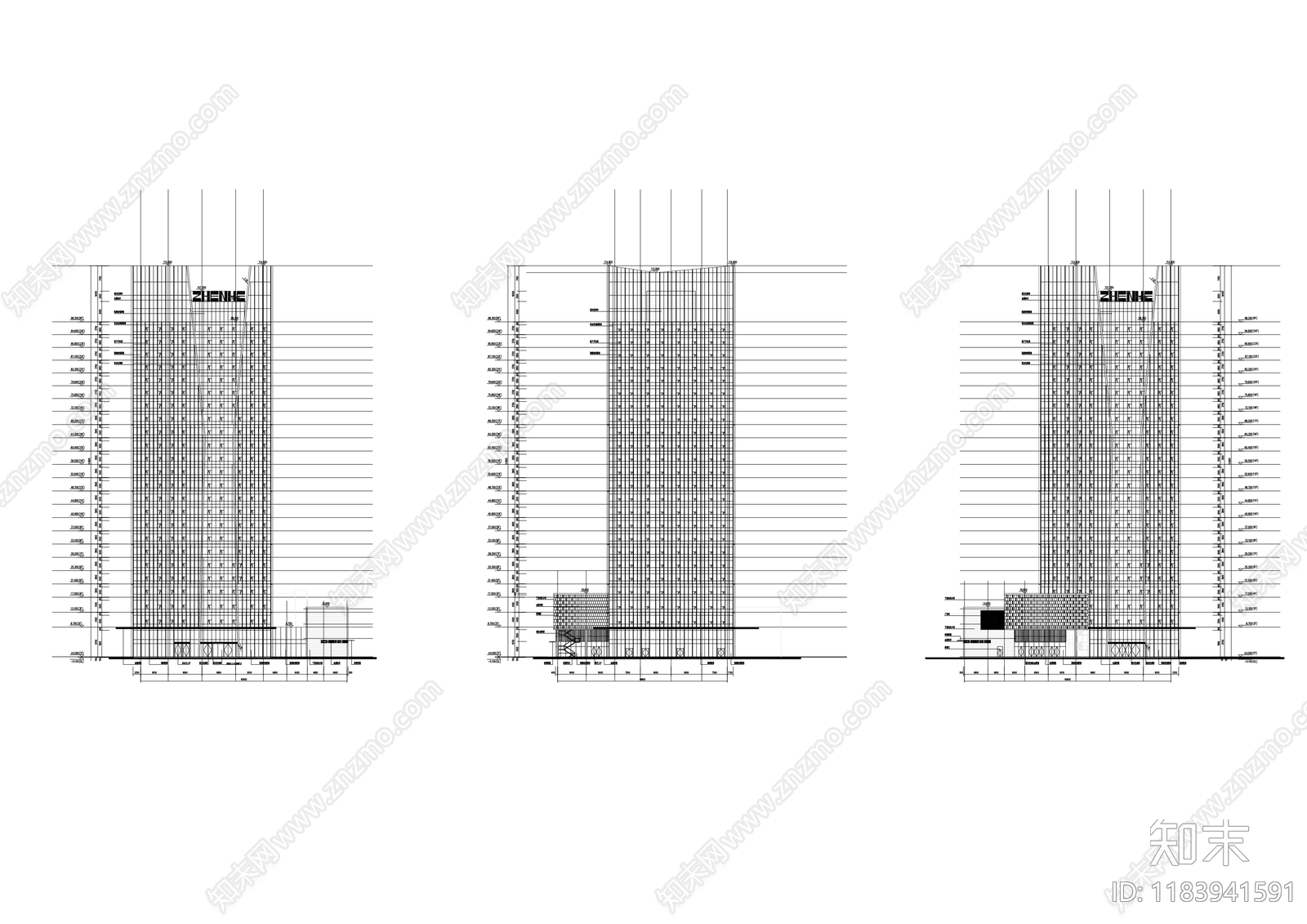 现代办公楼建筑cad施工图下载【ID:1183941591】