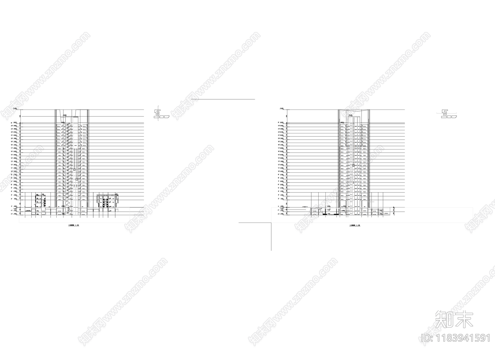 现代办公楼建筑cad施工图下载【ID:1183941591】