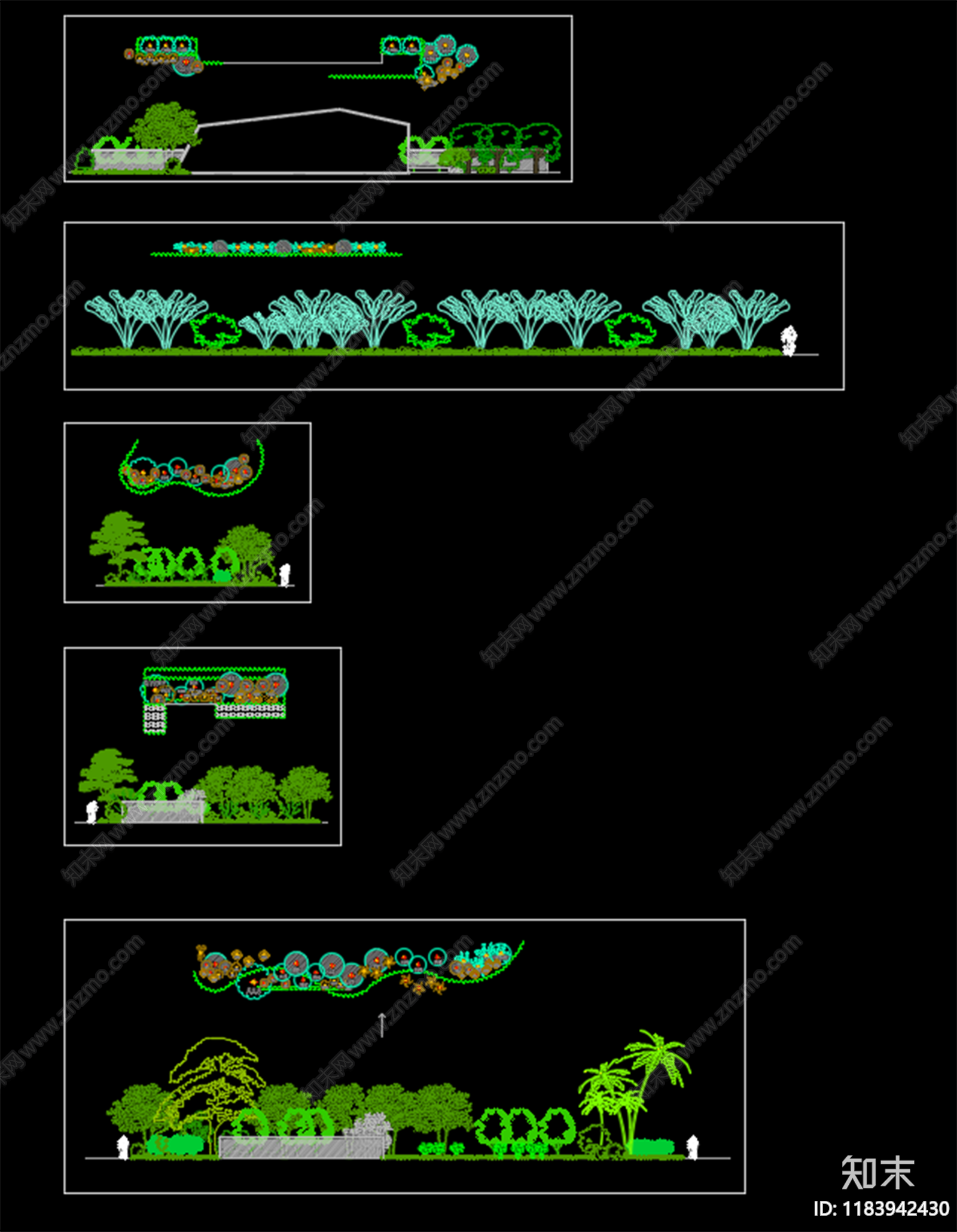 现代综合植物图库cad施工图下载【ID:1183942430】