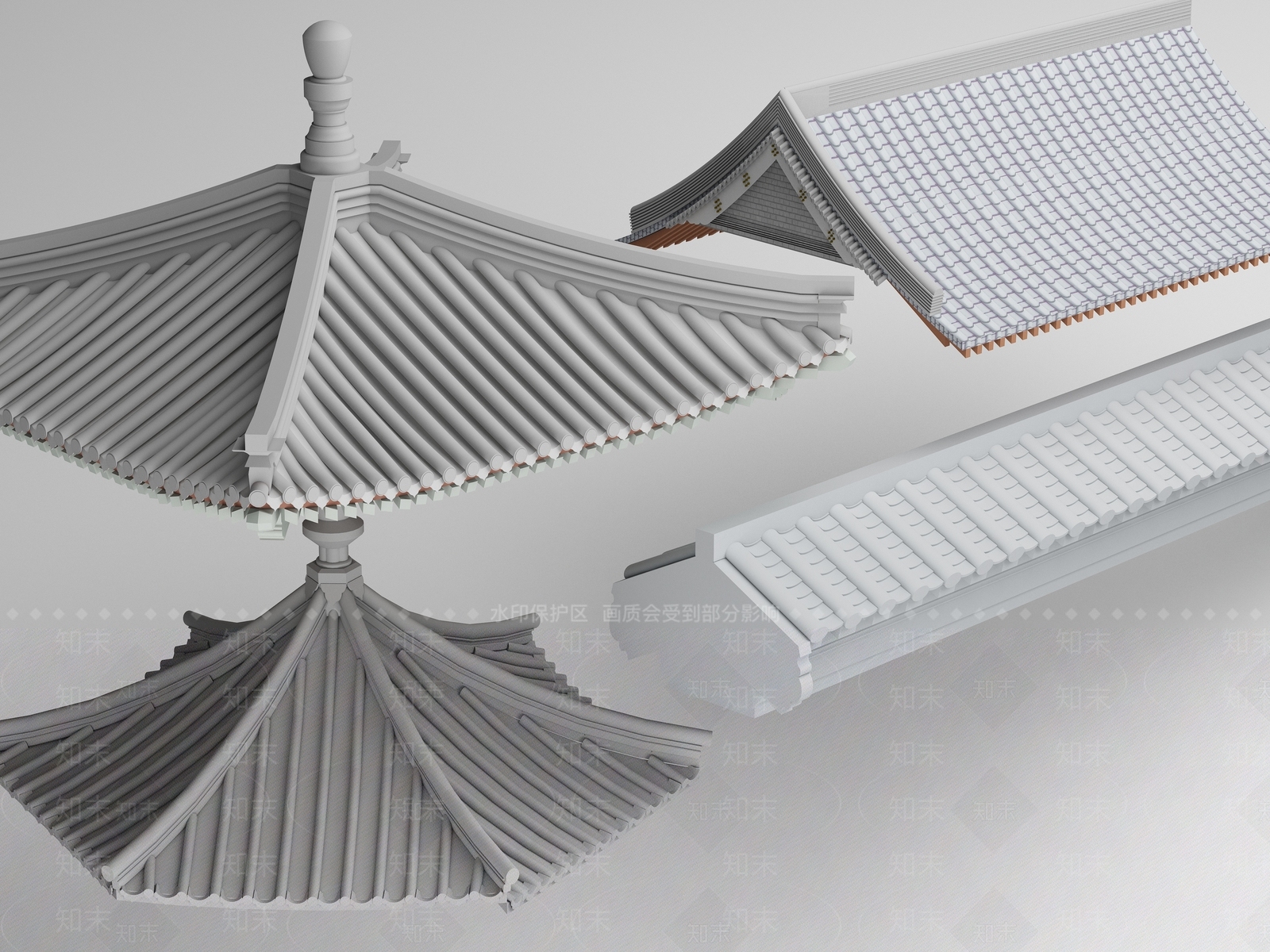 新中式中式屋檐3D模型下载【ID:1183944980】