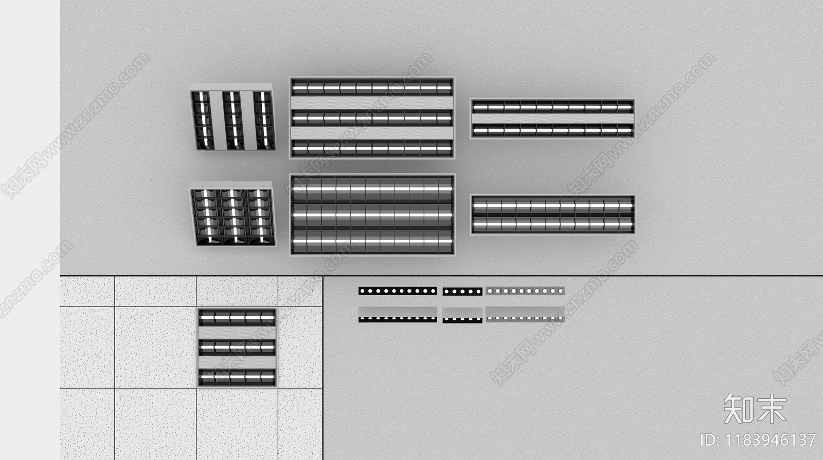 现代轻奢格栅灯3D模型下载【ID:1183946137】