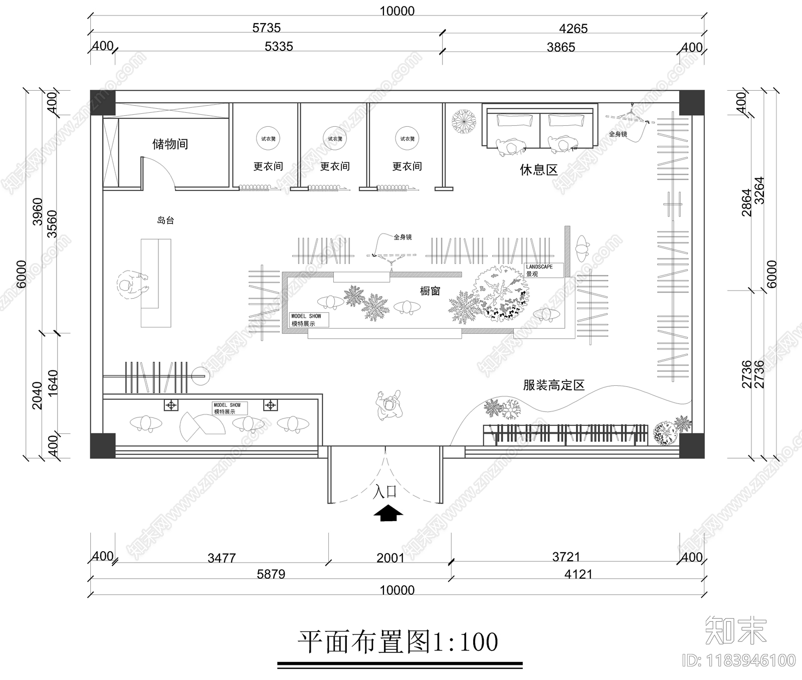 现代服装店cad施工图下载【ID:1183946100】