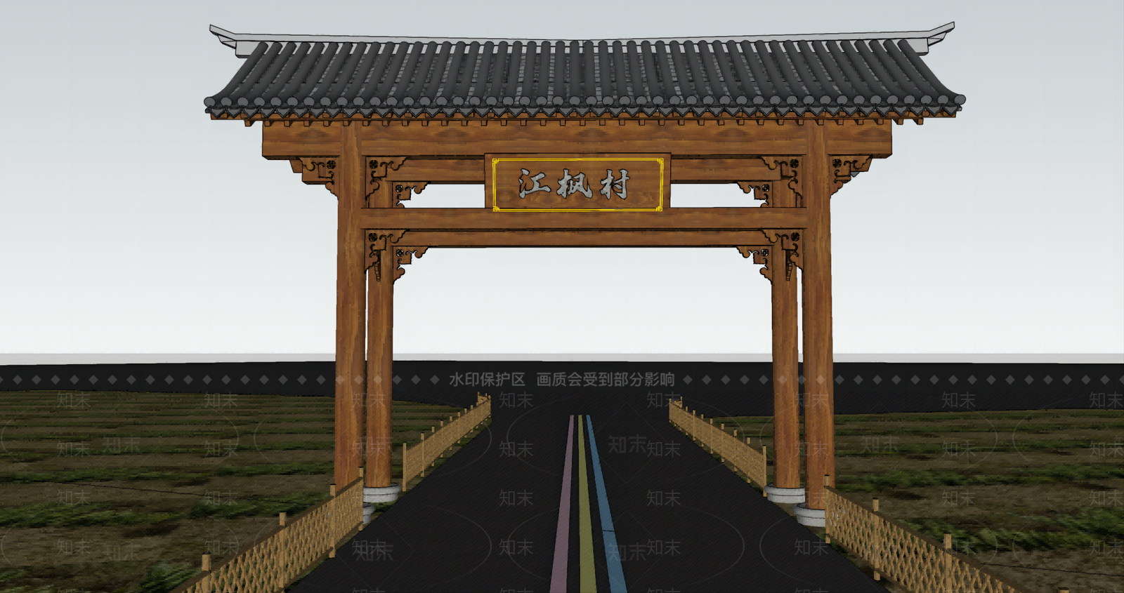 新中式牌坊牌楼SU模型下载【ID:1183947920】